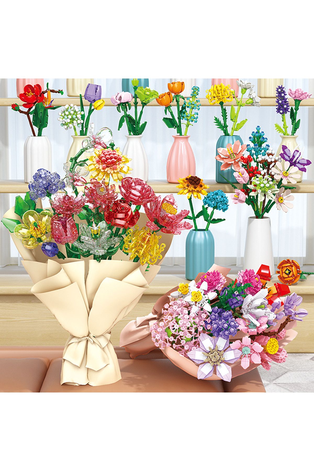 Choice-Block Tech Block Bouquet Flower Artificial Flowers Building Block Unique Decoration Home Birthday... 2