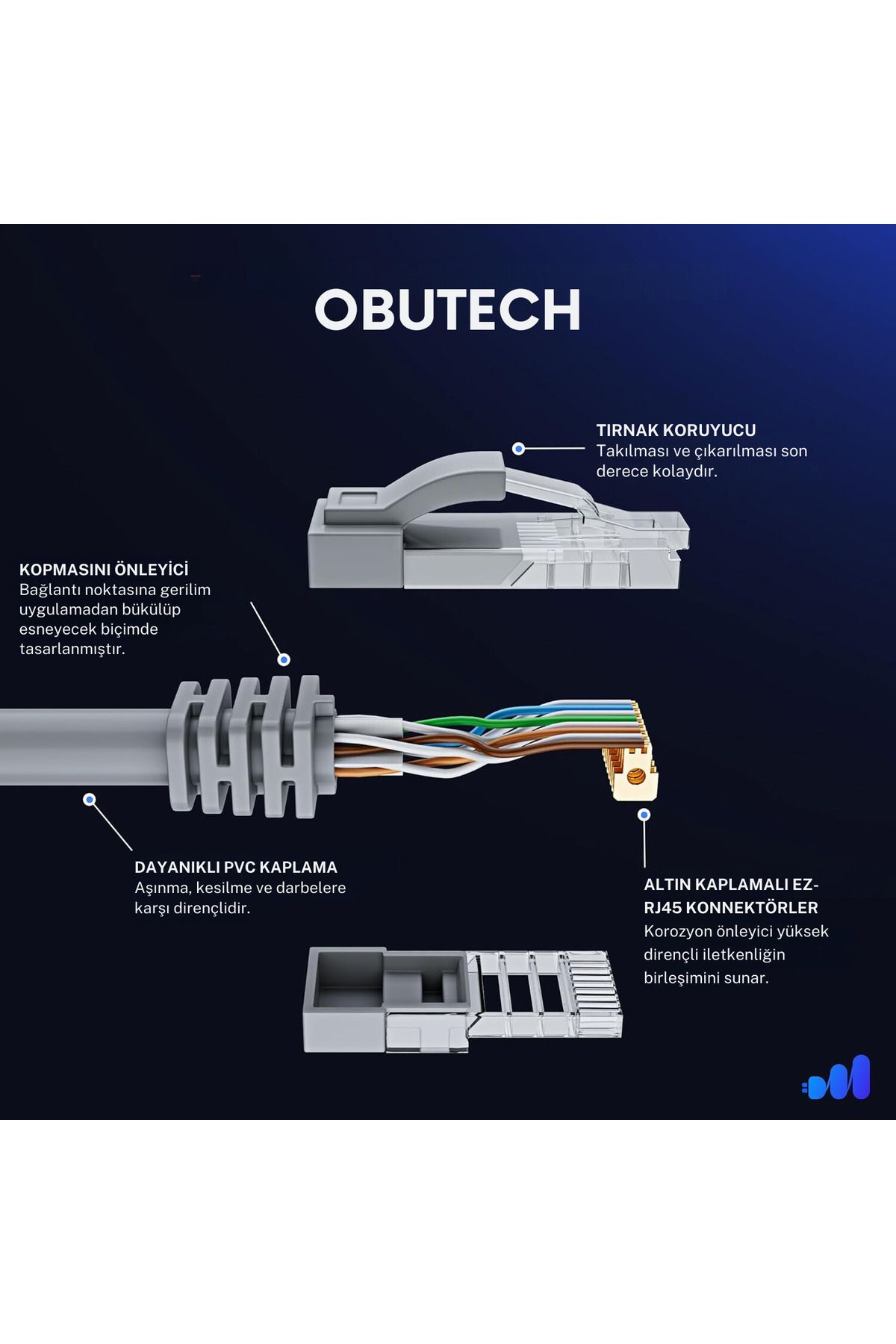 ObuTech 10 Metre Cat6 Ethernet internet Kablosu