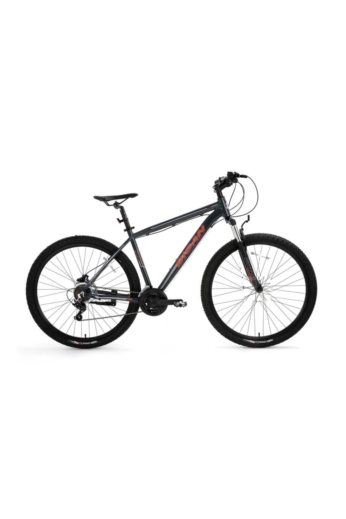 Elioure Erkek Dağ Bisikleti 43cm V 26 Jant 21 Vites Parlak Gri Kırmızı