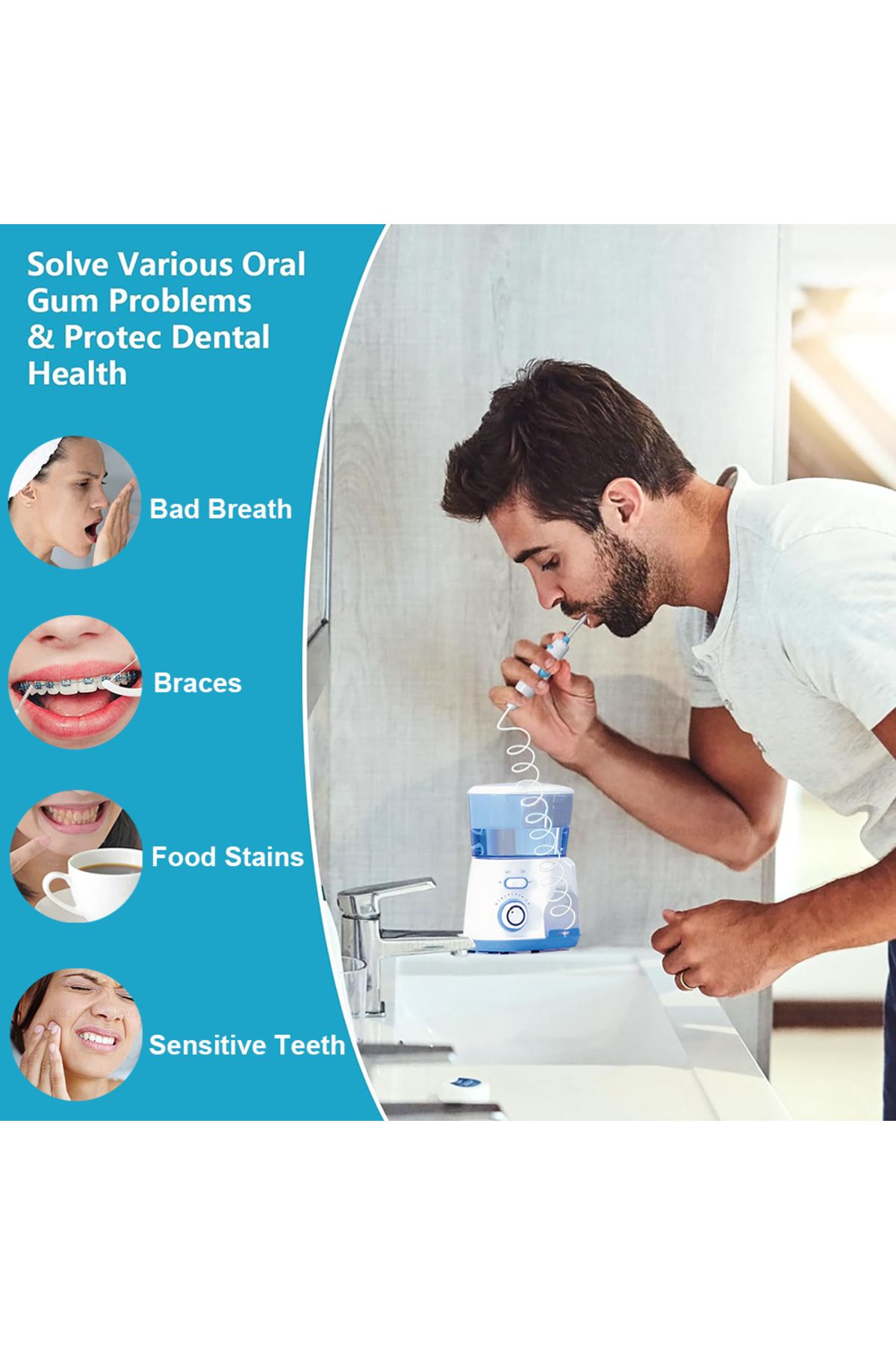 peicon-Water Flosser Electric Dental Oral Irrigator High Pressure Teeth Cleaner 800ml Tank Hygiene Care ... 3