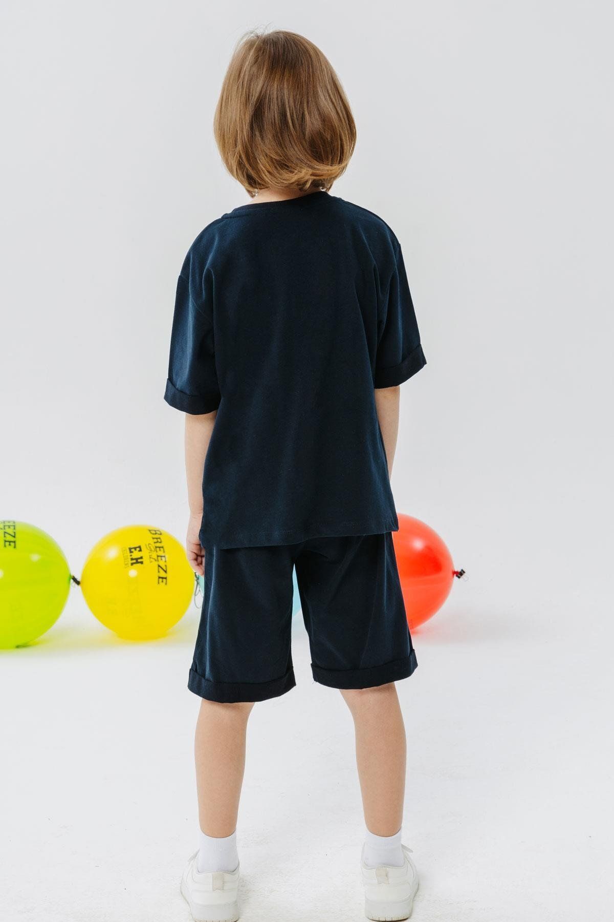 Breeze-3-7 Years Boy's Shorts Set - Pocketed, Navy Blue 3