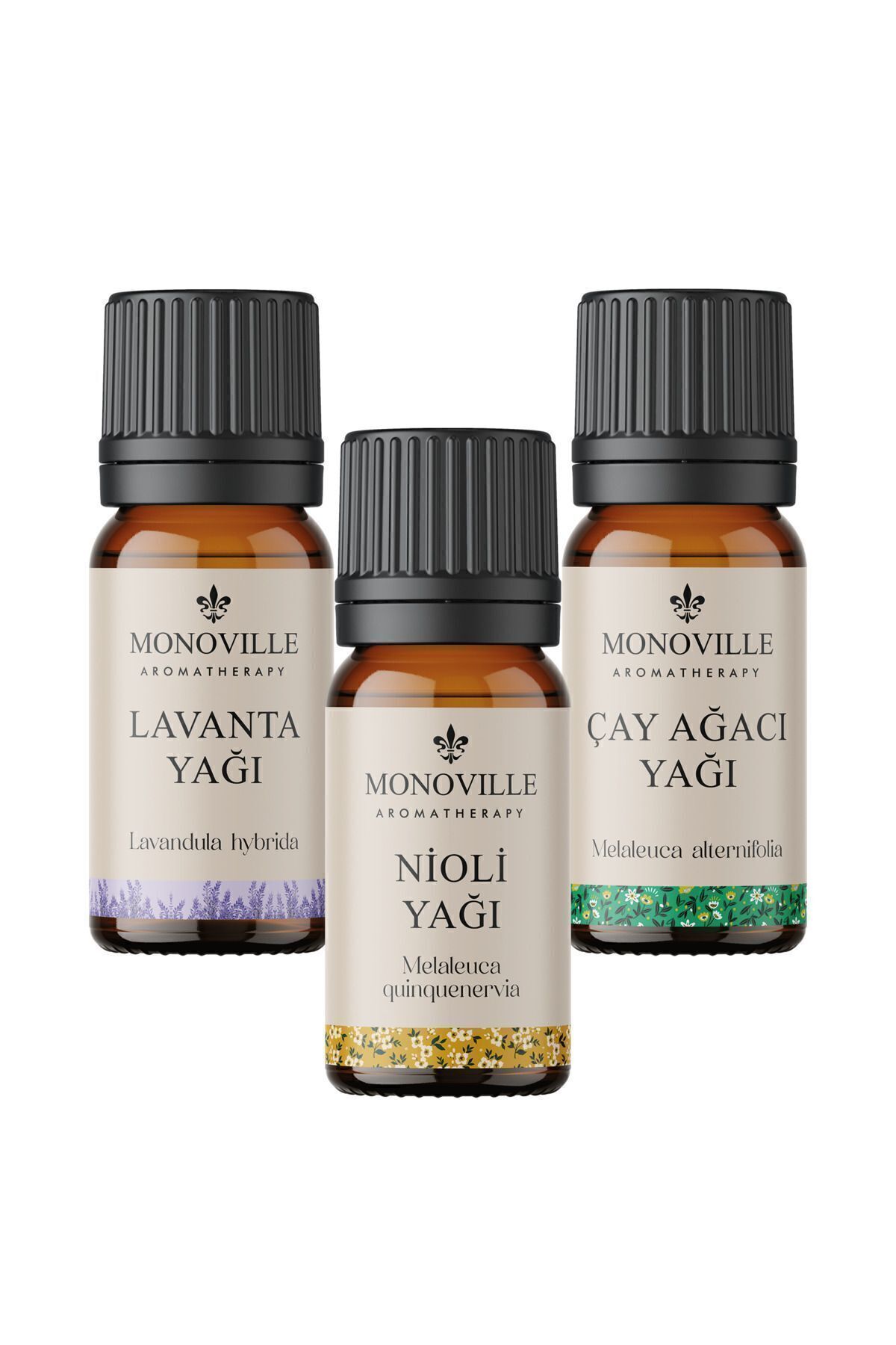 Monoville Nioli Yağı 10 ml, Lavanta Yağı 10 ml, Çay Ağacı Yağı 10 ml 3'lü Set %100 Saf ve Doğal 3x10 ml