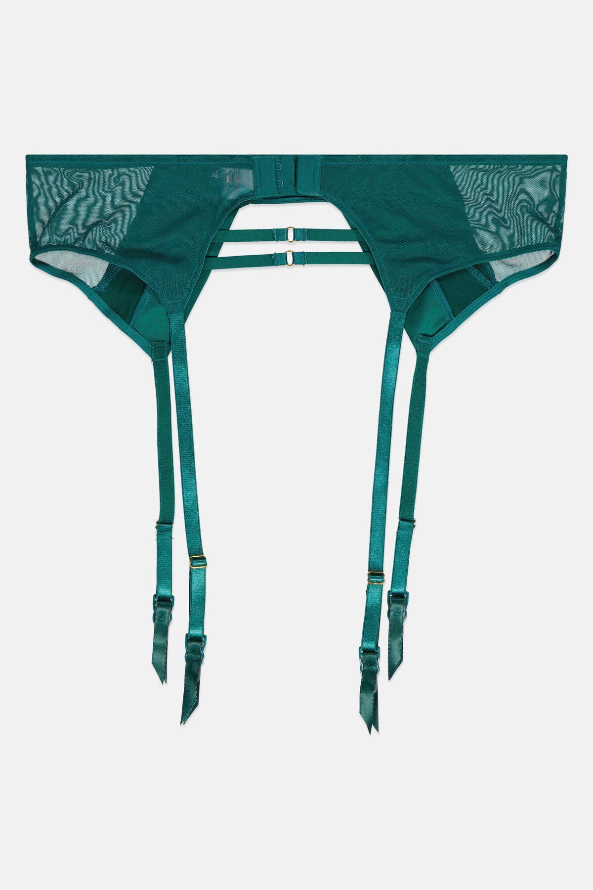 BOOHOO-Women Lace Satin Suspender Belt, Green 2