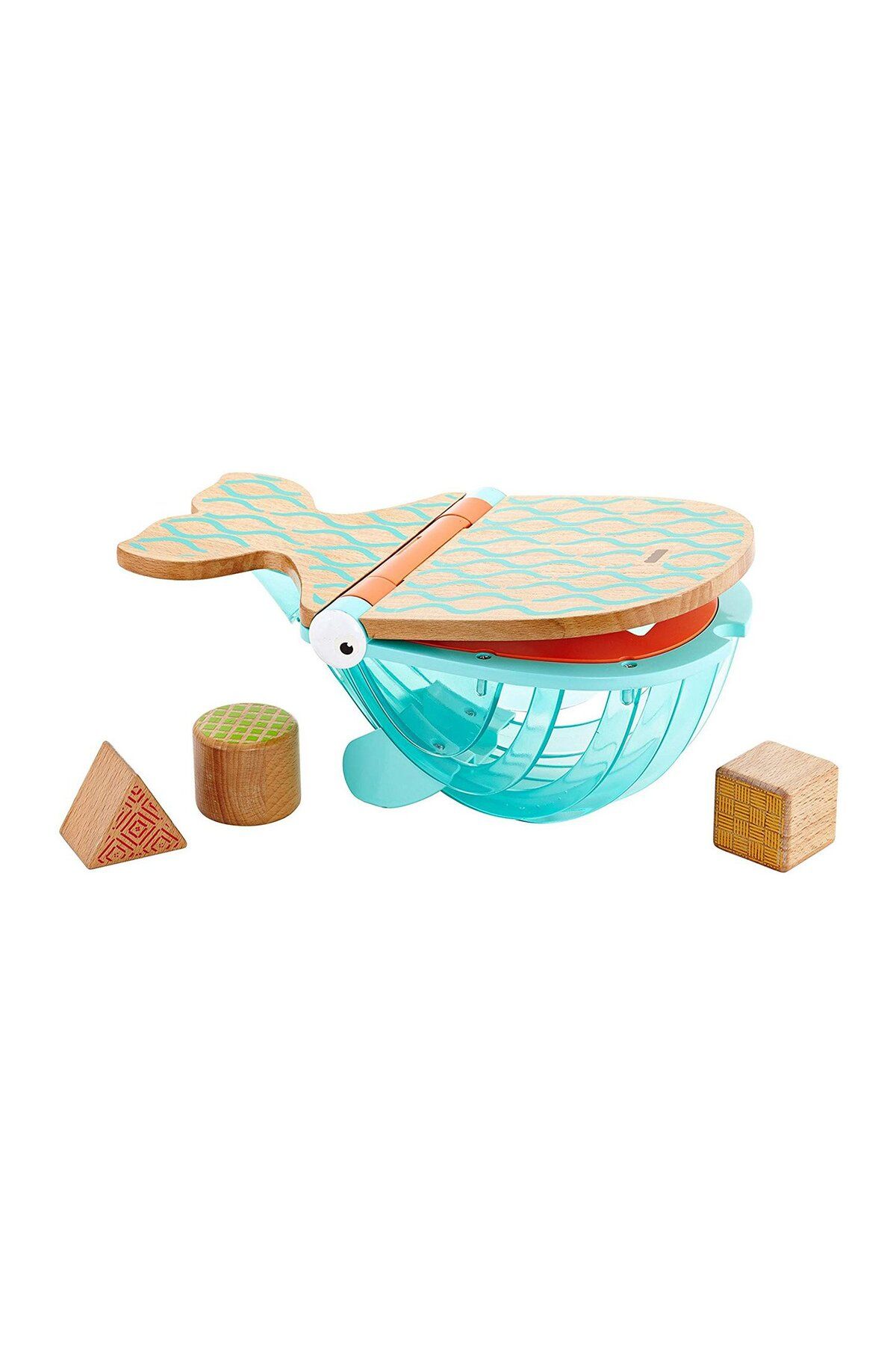 FISHER PRICE-Wooden Toys Hungry Humpback Shape Sorter, Teal and Natural 3