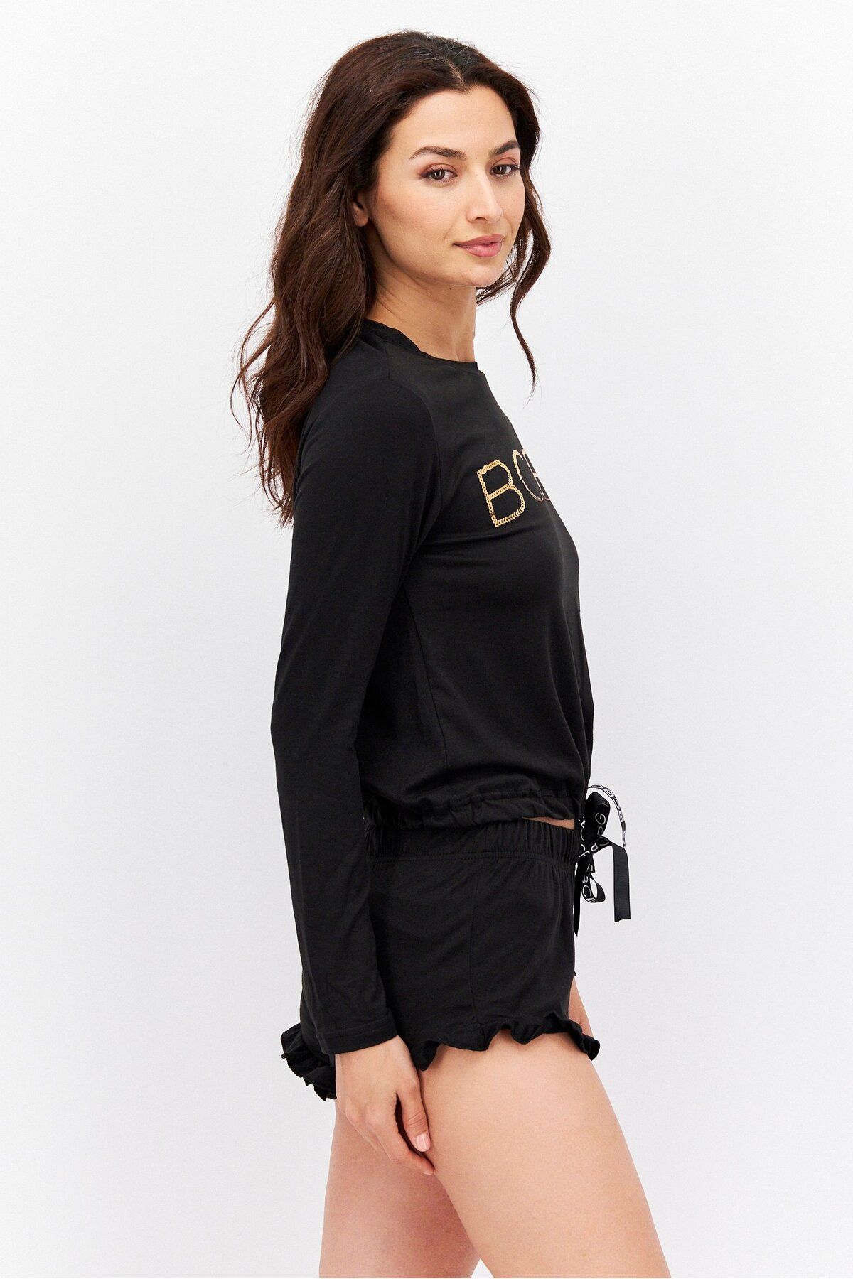 Bcbgeneration-Women 2 Pcs Brand Logo Pyjama Set, Black 4