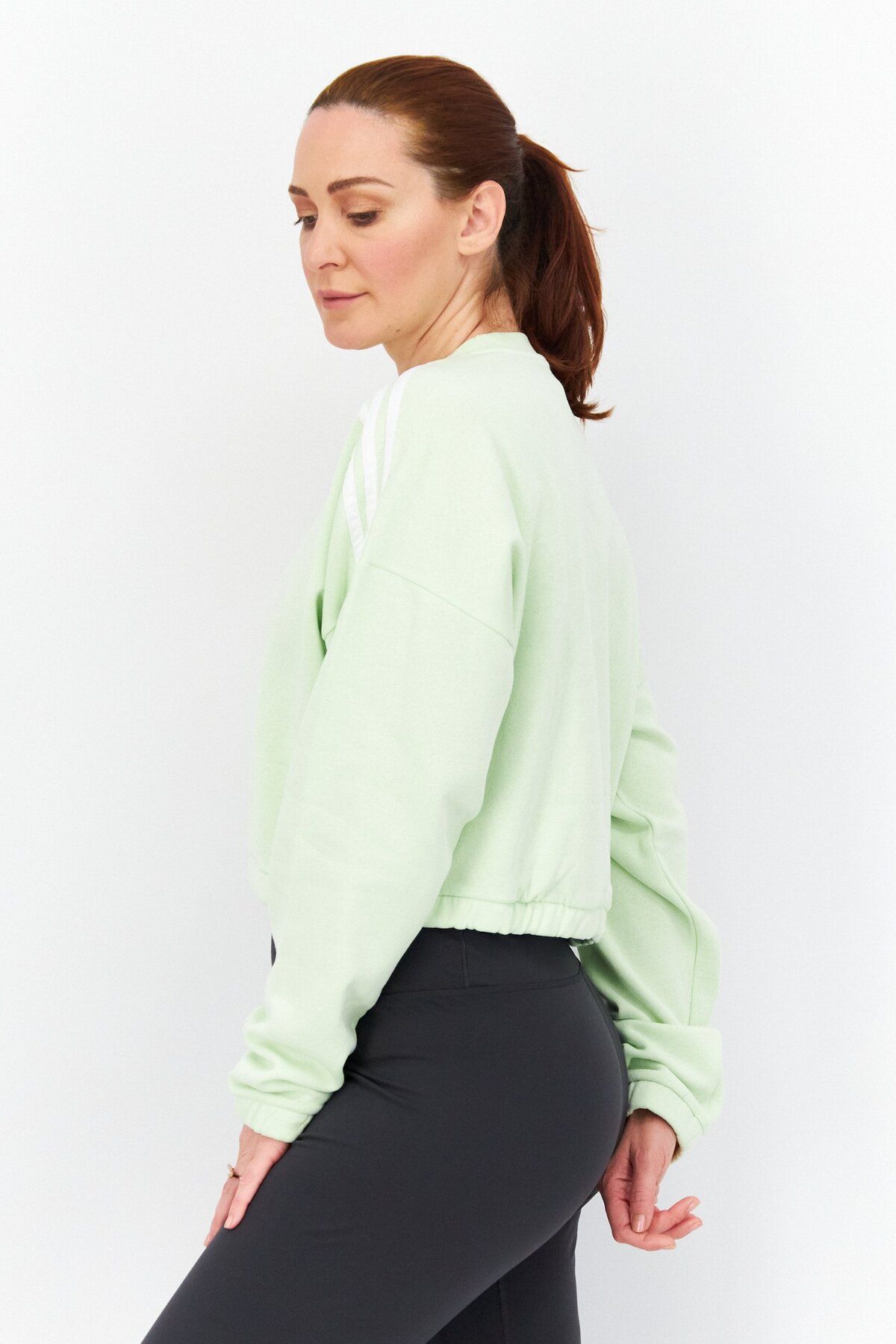 adidas-Women Sportswear Fit Long Sleeves Training Sweatshirt, Lime 3