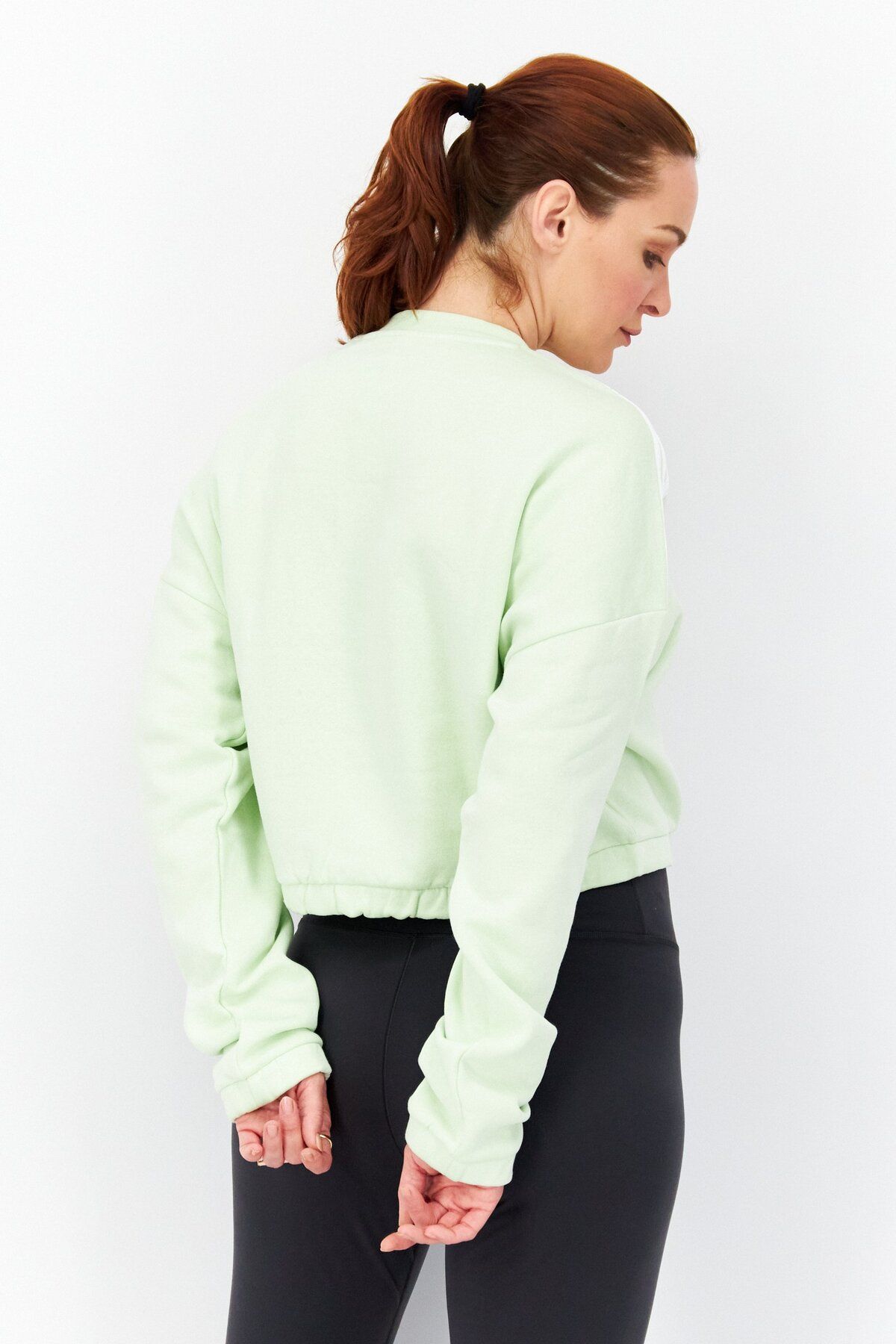 adidas-Women Sportswear Fit Long Sleeves Training Sweatshirt, Lime 2