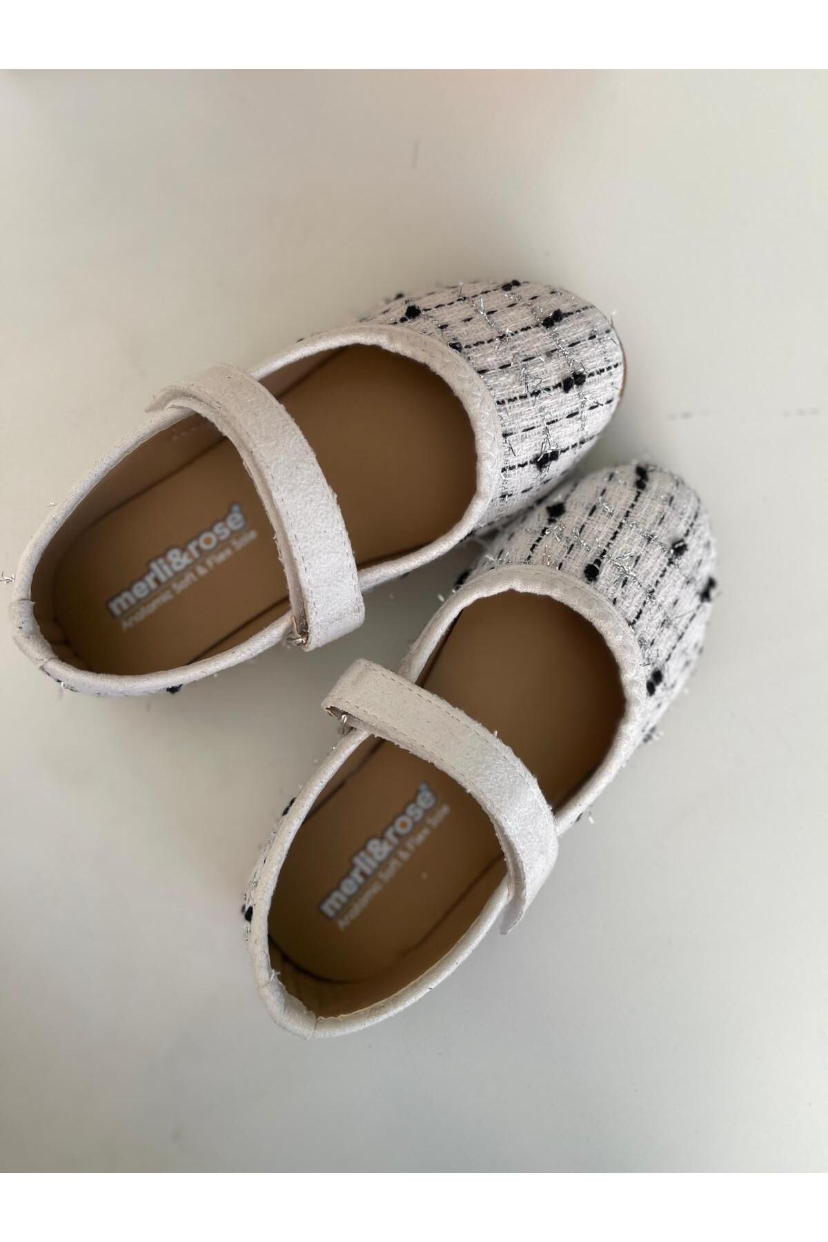 Merli&Rose-White Fabric Ballerinas 3
