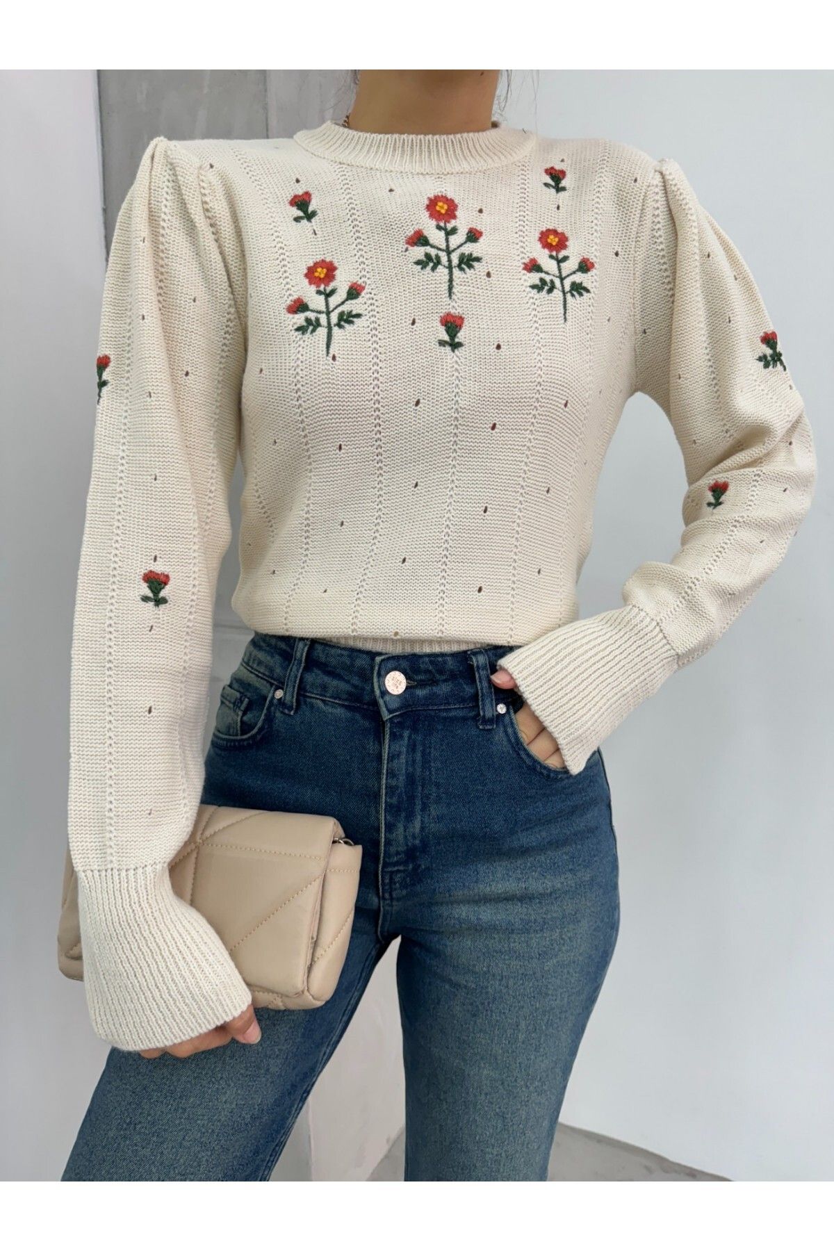 Modamorfo-Embroidered Shoulder Detailed Knitwear Sweater 3