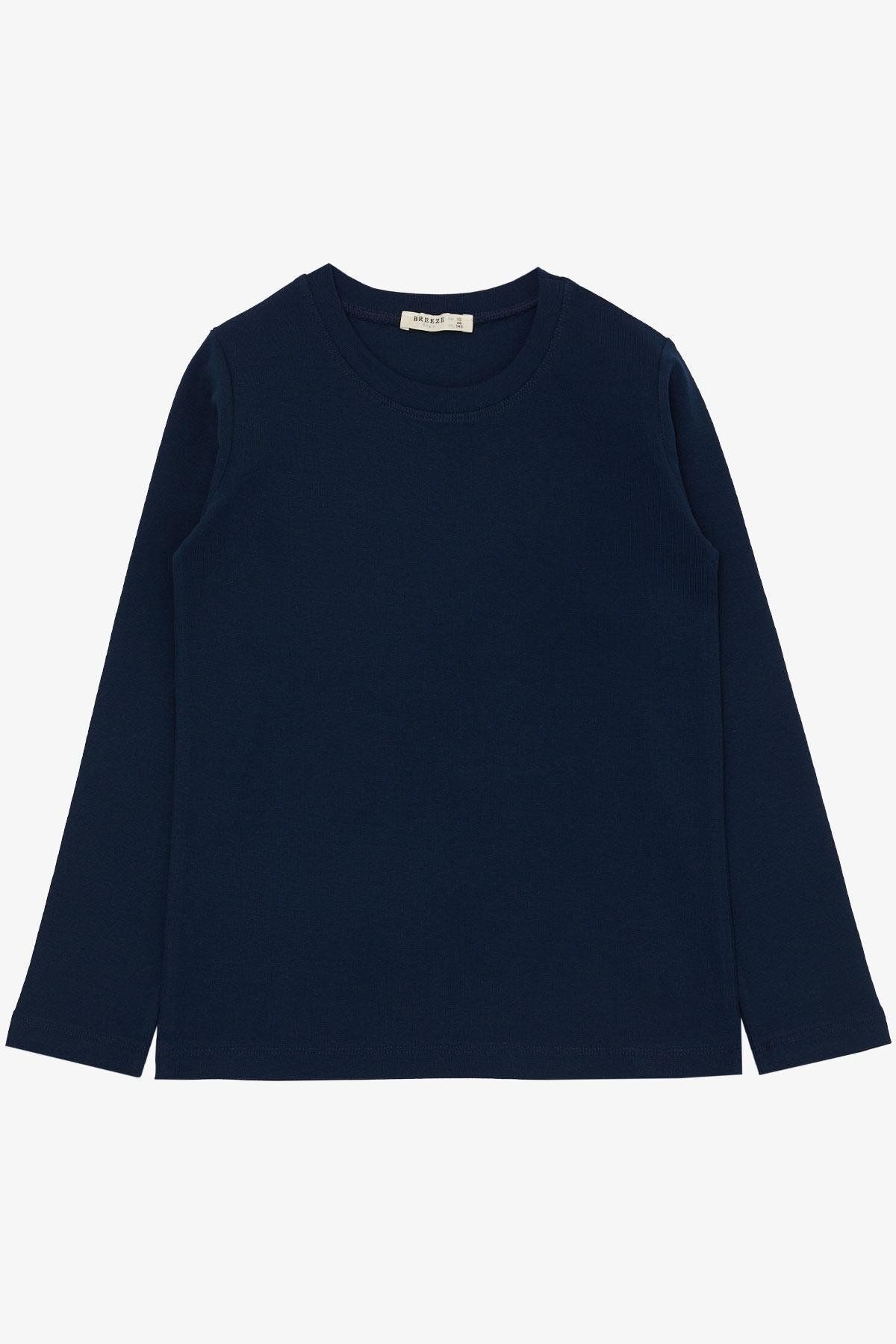 Breeze-Boy's Long Sleeve T-Shirt - 9-14 Years, Dark Navy Basic Model 1