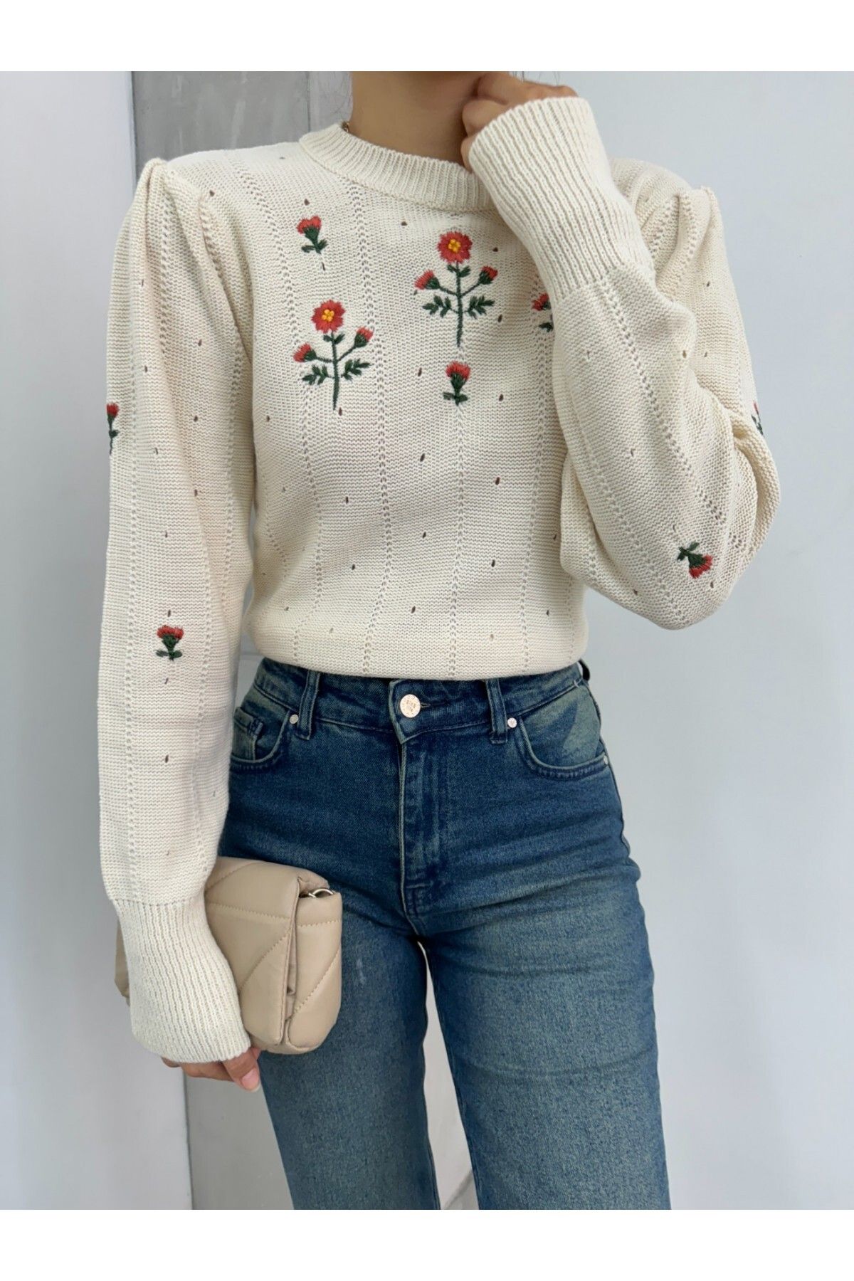 Modamorfo-Embroidered Shoulder Detailed Knitwear Sweater 5