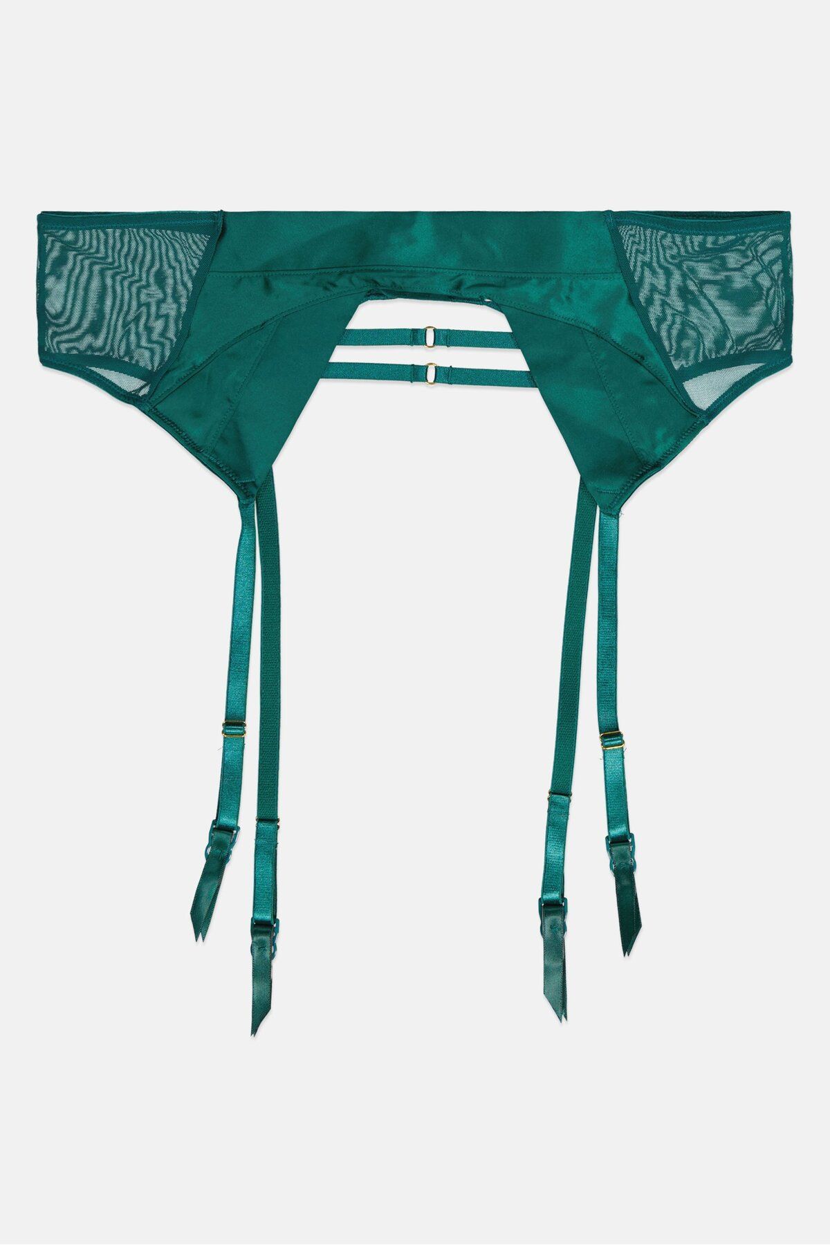 BOOHOO-Women Lace Satin Suspender Belt, Green 1