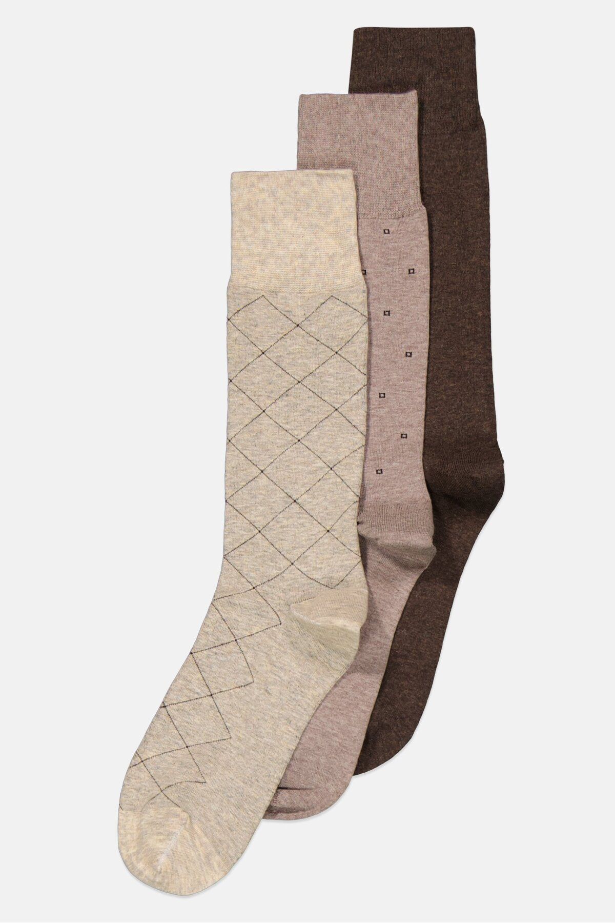 MARC ANTHONY-Men 3 Pair Checkered Socks, Beige Combo 2