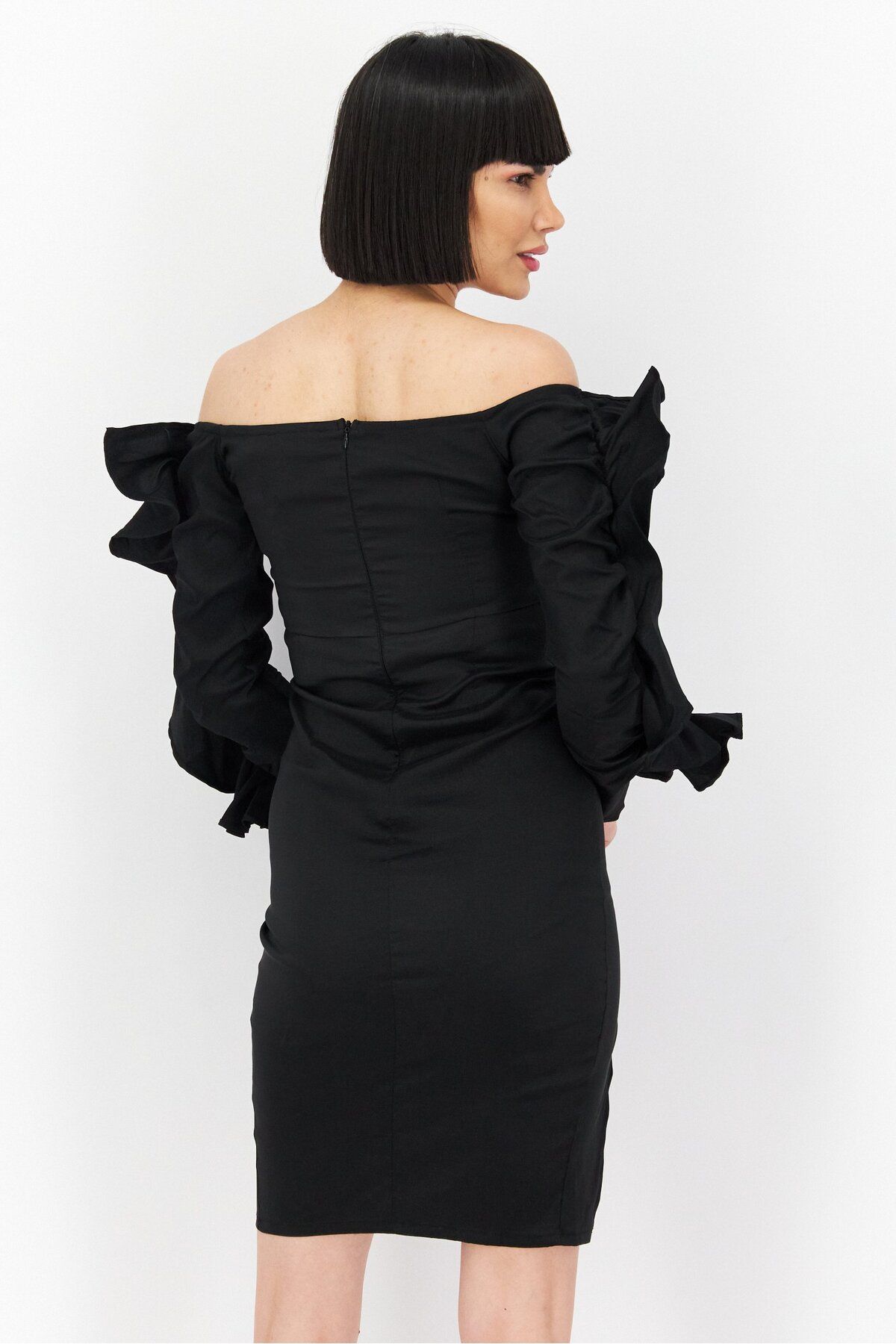 NaaNaa-Women Solid Mini Dress, Black 4