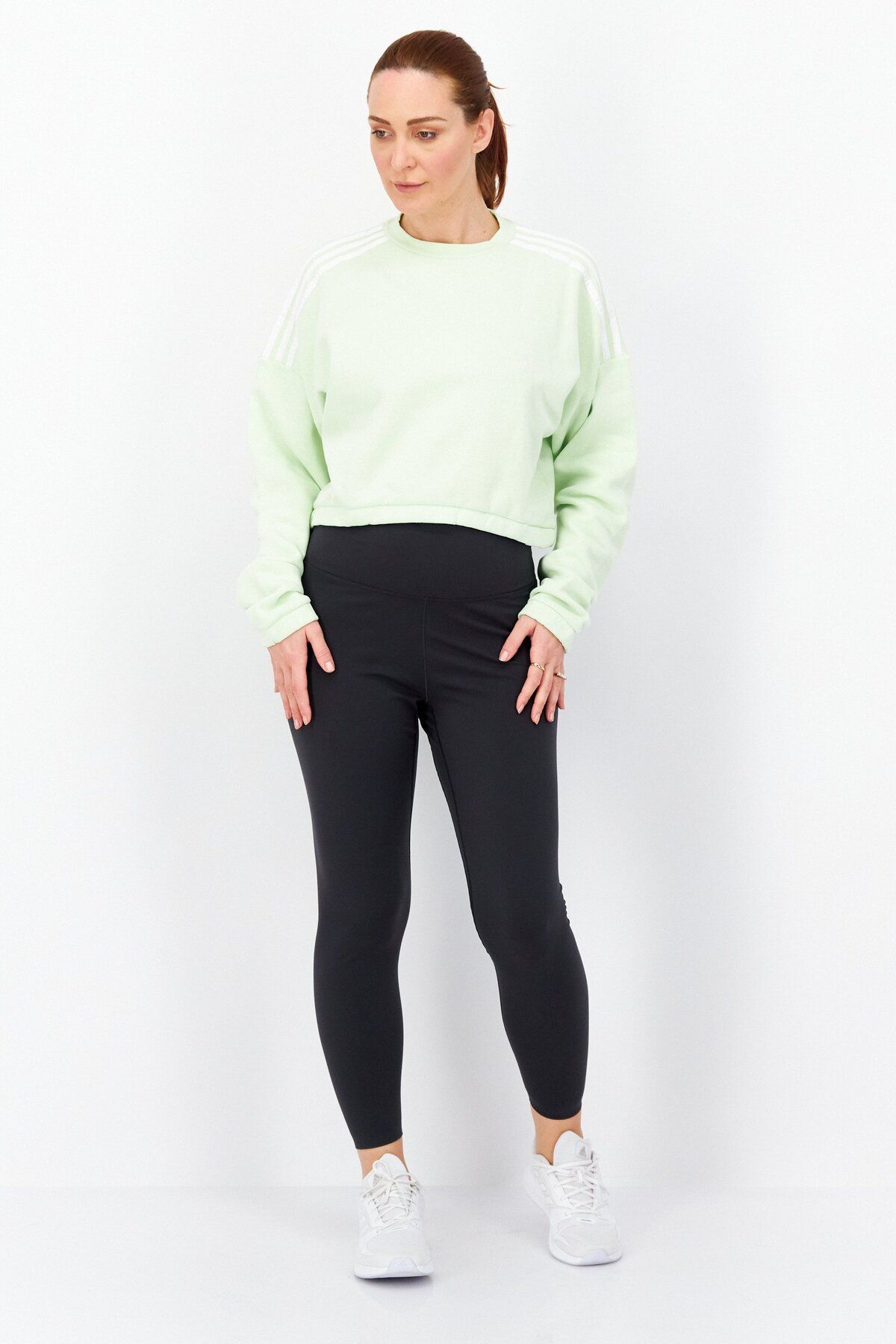 adidas-Women Sportswear Fit Long Sleeves Training Sweatshirt, Lime 4