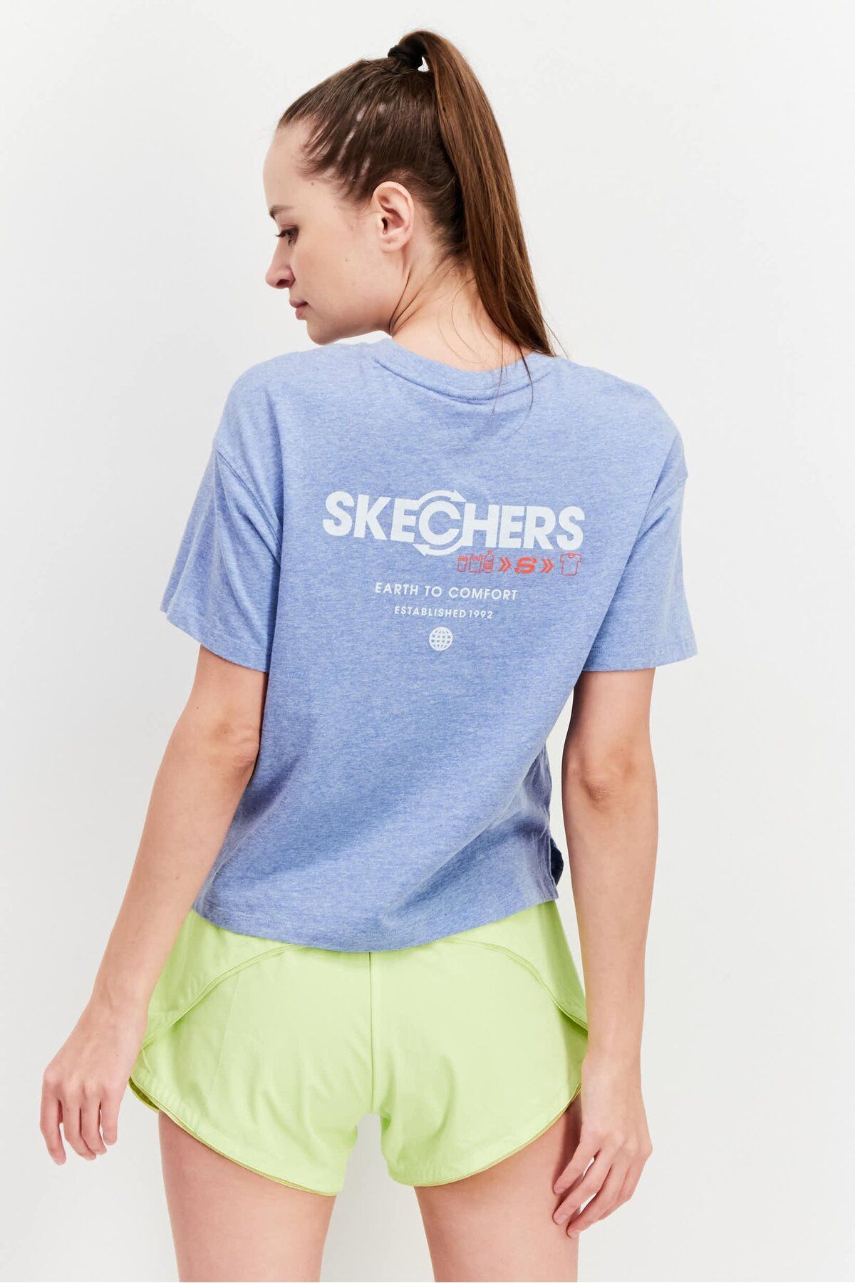 SKECHERS-Women Sportswear Fit Short Sleeve Training Top, Blue Combo 4