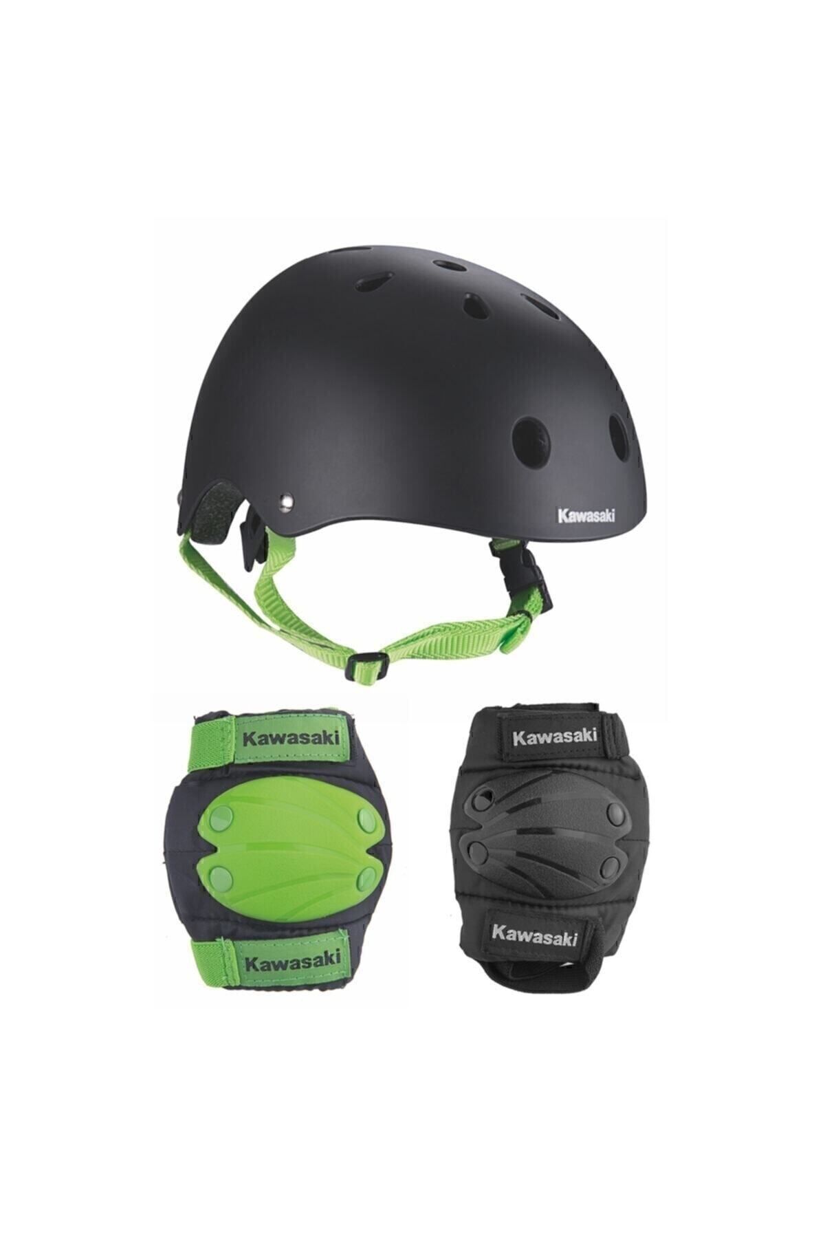 Kawasaki Bisiklet Kask Dizlik Kolluk Koruyucu Set