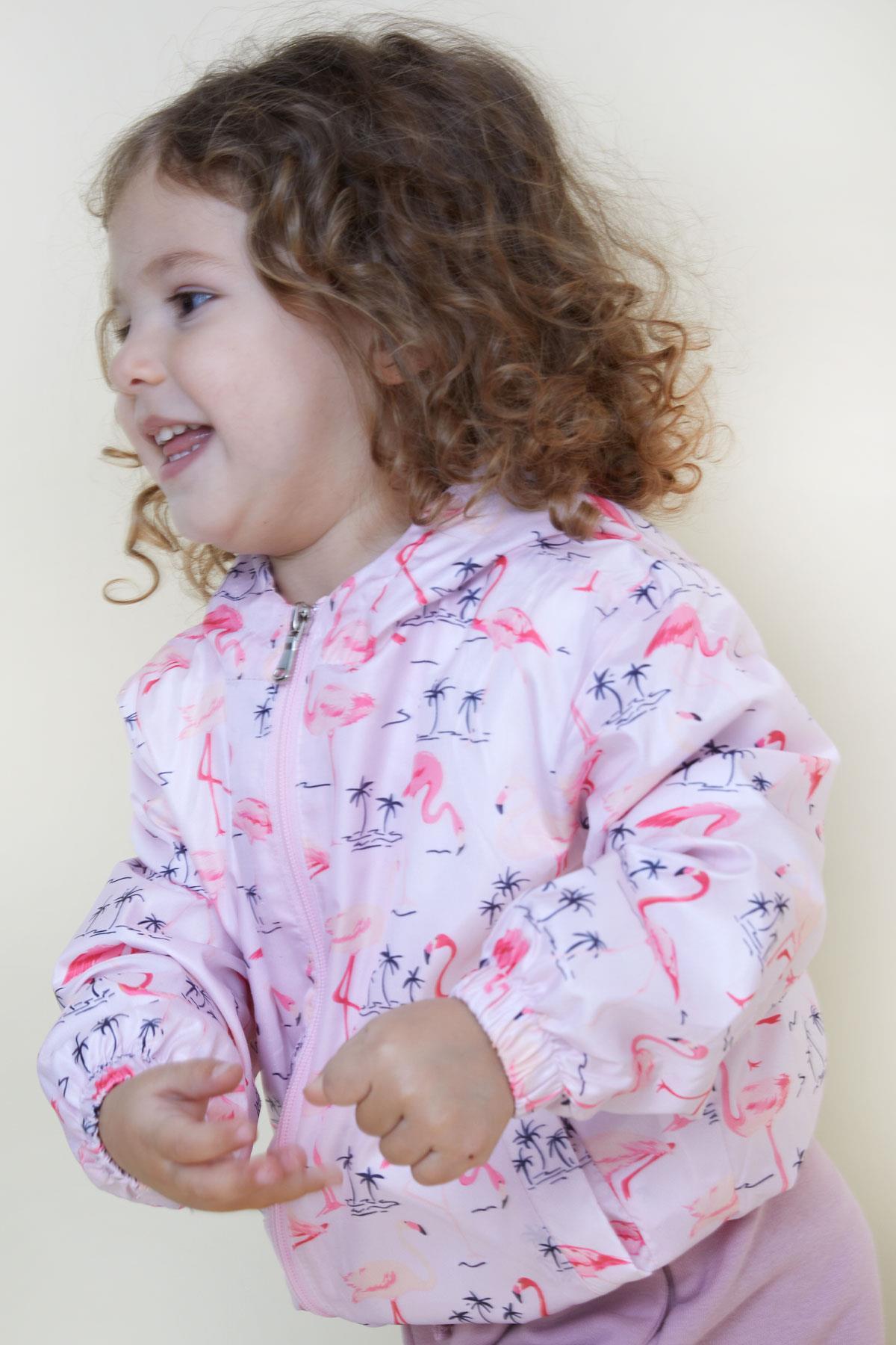 Breeze Kız Çocuk Yağmurluk Sevimli Flamingo Desenli 1-5 Yaş, Pudra fotoğrafı 4 (önizleme)