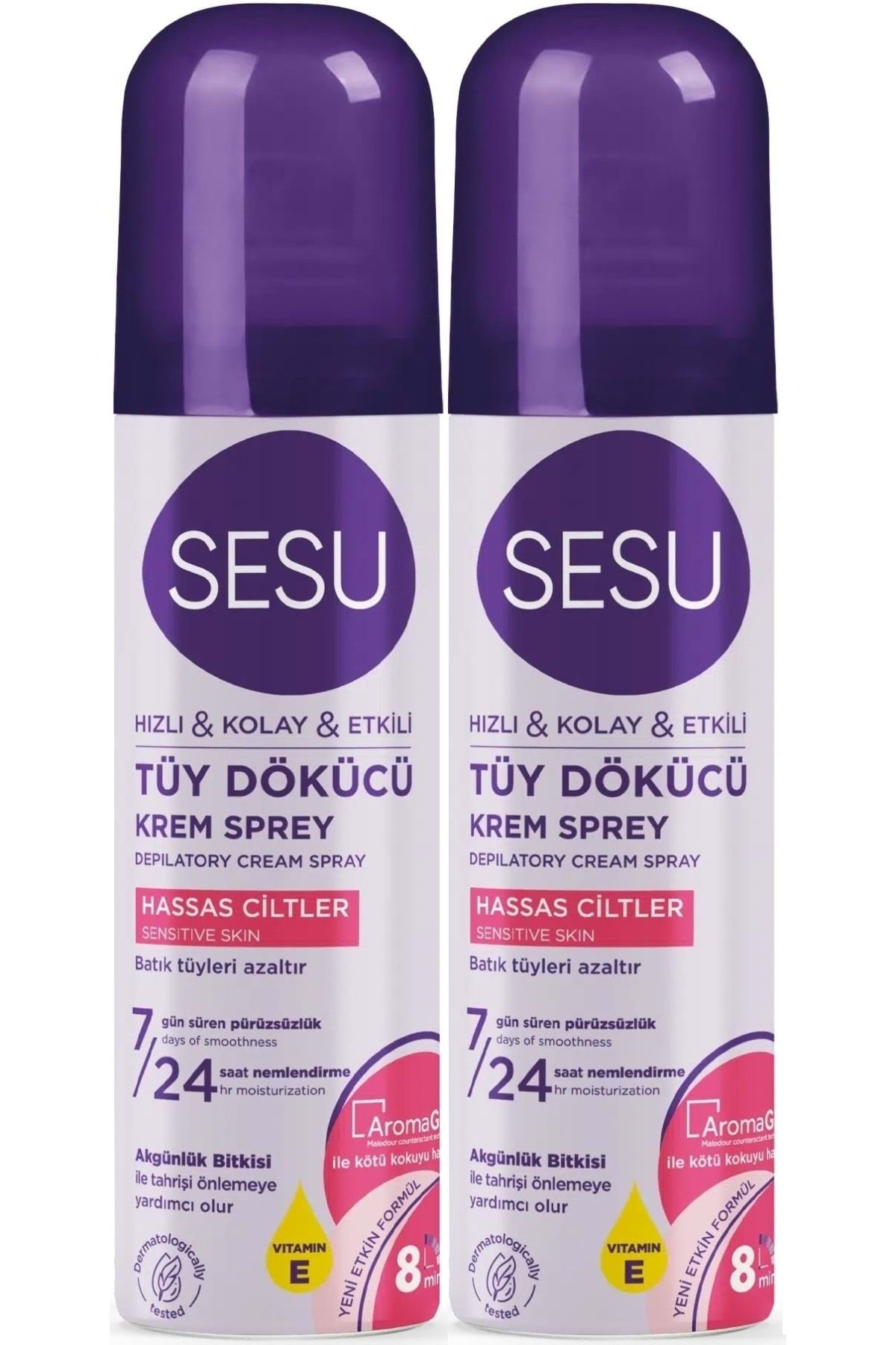 Sesu Tüy Dökücü Köpük Krem Sprey 150ML Hassas Ciltler (2 Li Set)