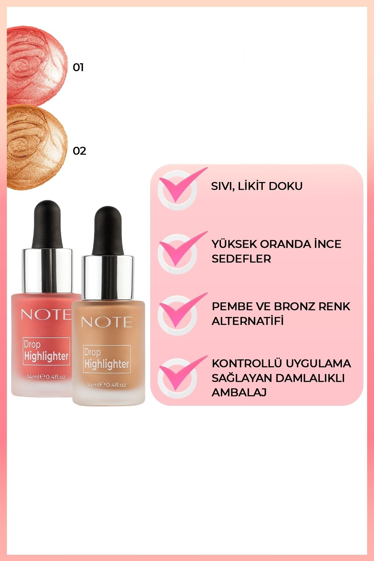 Cosmetic - Drop Highlighter 02- Charming Desert Likit Aydınlatıcı Kuattoprof - 2