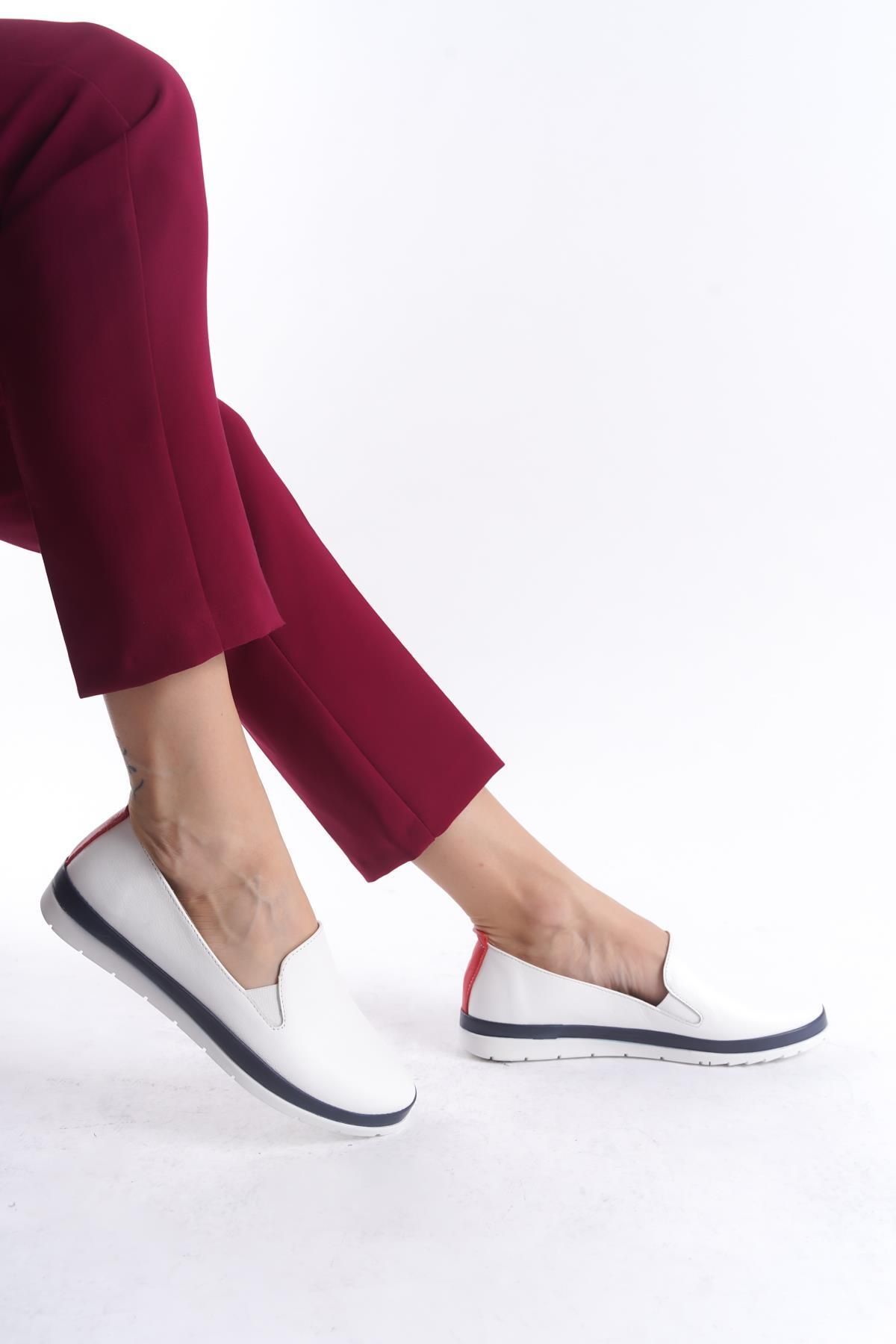 CZ London-Balerini din piele naturală de damă, cu talpă confortabilă, cu elastic lateral, pantofi casual cu slip-on 3