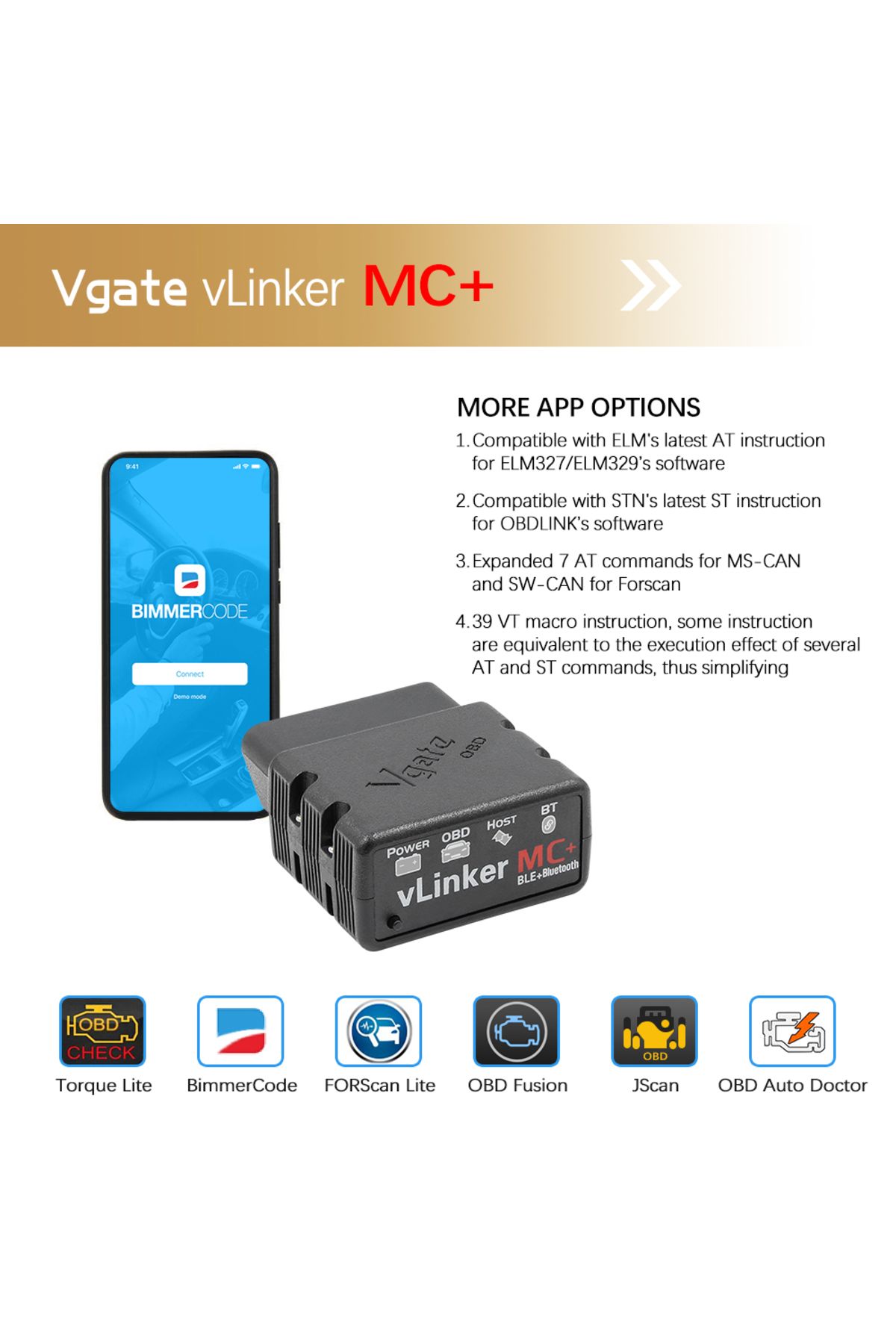 Vgate-OBDIICAT-VLinker MC+ ELM327 Bluetooth3.0/ 4.0 OBD2 ELM 327 Wifi Car Diagnostic For IOS Android Sc... 5