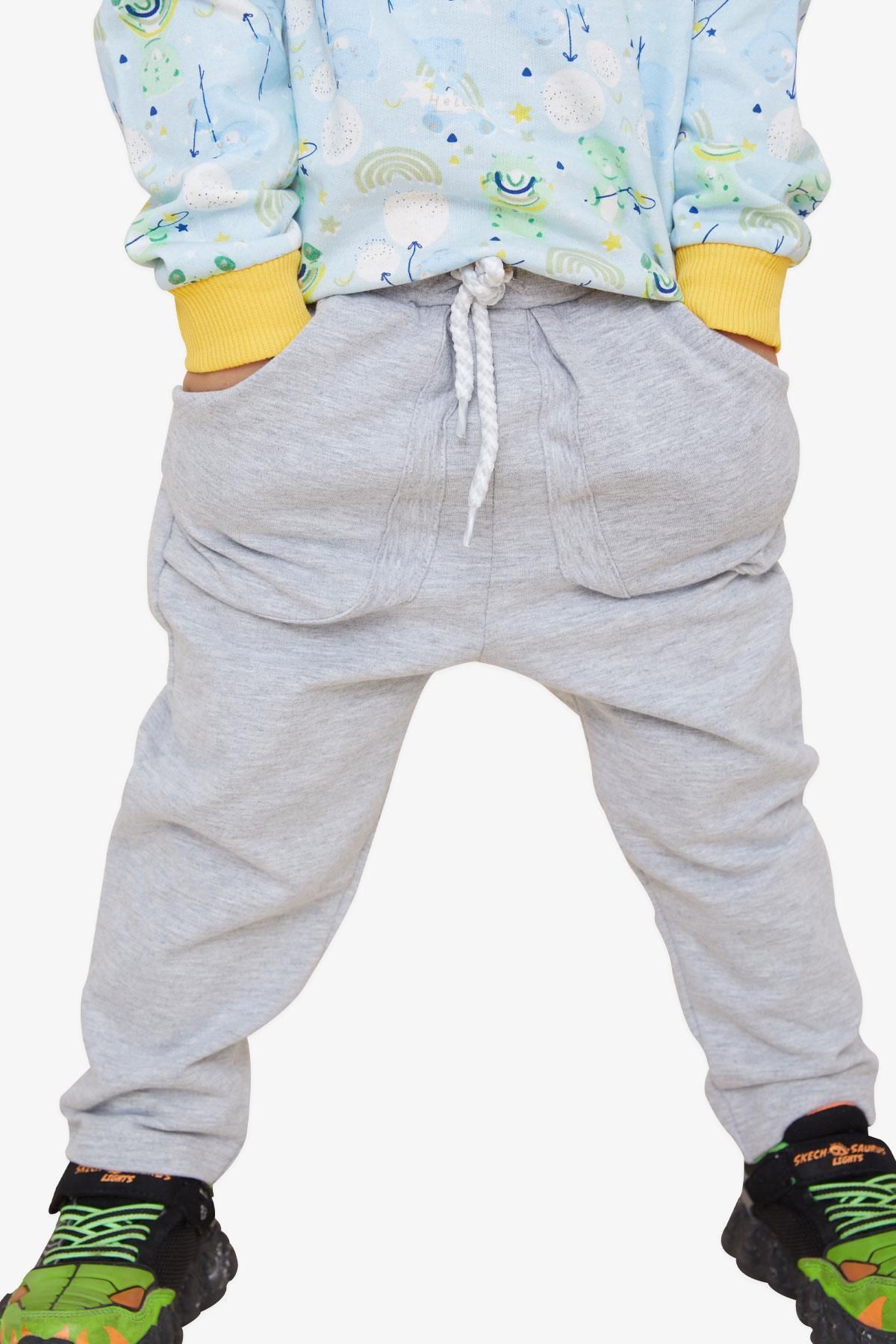 Breeze-Boy's Sweatpants with Bag Pocket, Age 1-4, Light Gray Melange 1