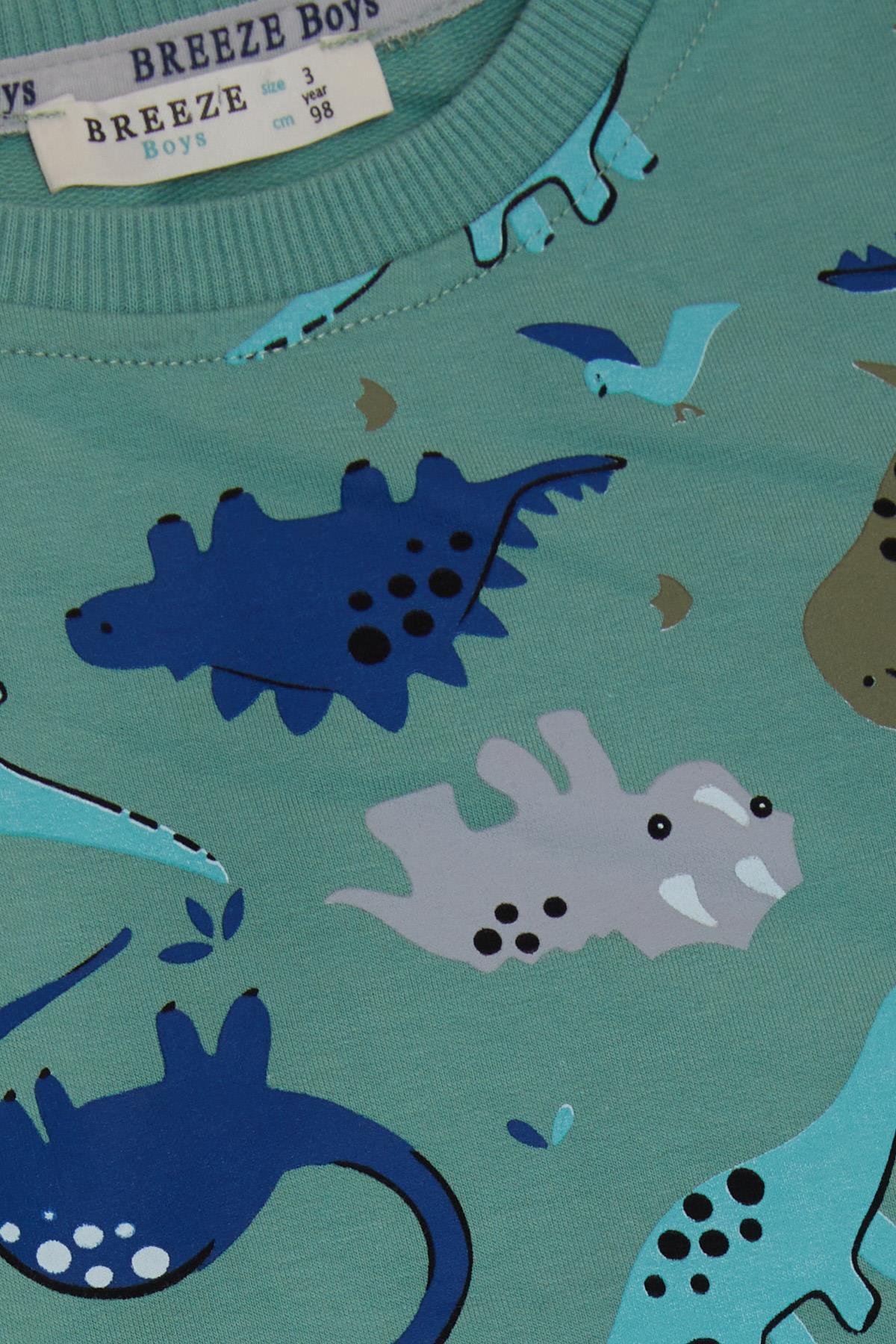 Breeze Girls & Boys Erkek Çocuk Eşofman Takımı Dinozor Desenli 1-4 Yaş, Mint Yeşili fotoğrafı 7 (önizleme)