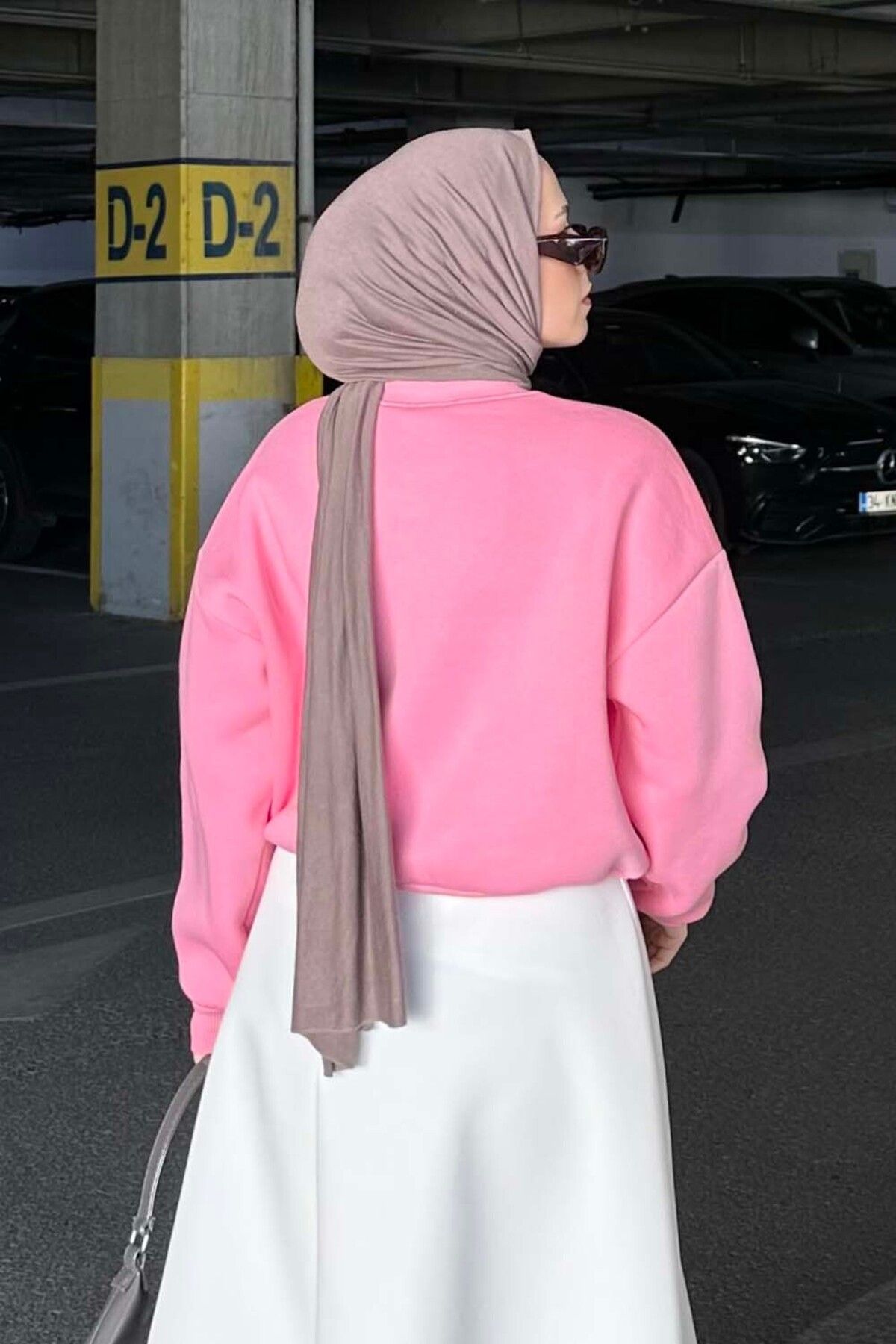 lamelif-Stockholm Print Detailed Crop Sweat Pink 3