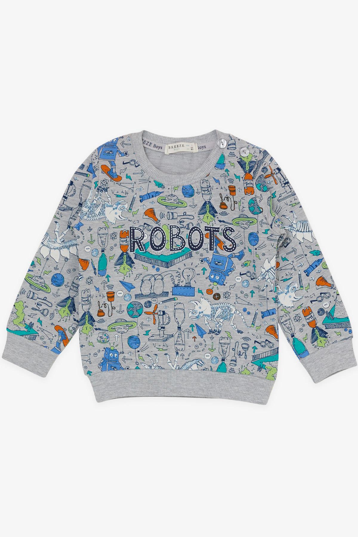 Breeze Erkek Bebek Eşofman Takımı Baskılı Desenli 6 Ay-2 Yaş, Gri fotoğrafı 3 (önizleme)