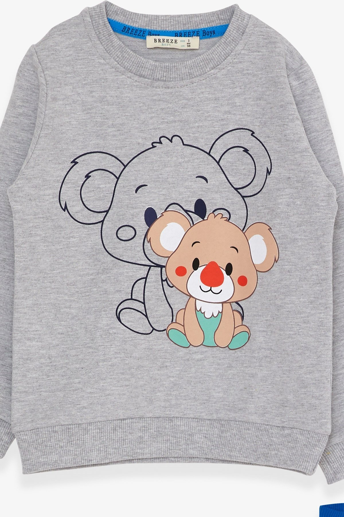 Breeze Erkek Çocuk Eşofman Takımı Koala Baskılı 1-4 Yaş, Açık Gri Melanj fotoğrafı 3 (önizleme)