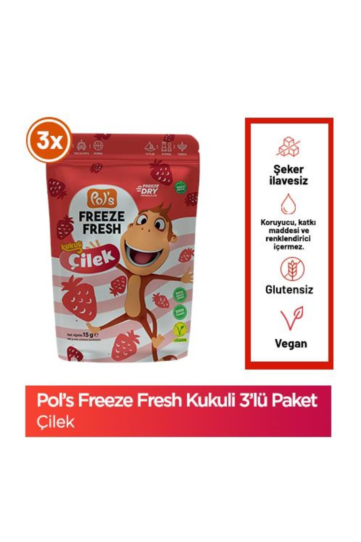 Freeze Fresh Kukuli Çilek 15 G X 3 Adet Freeze Dry Dondurularak Kurutulmuş