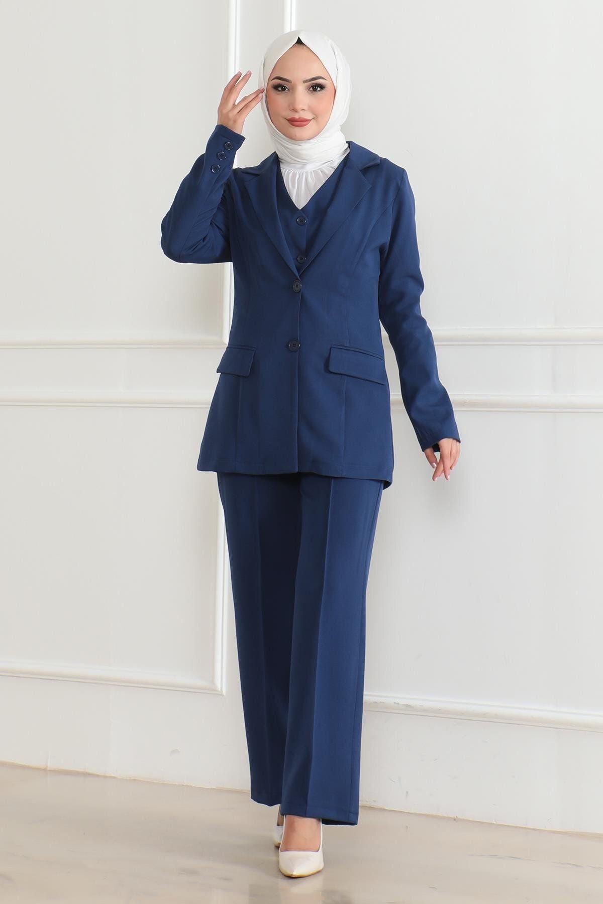 Modamihram-Indigo Triple Suit - with Vest 19222 3