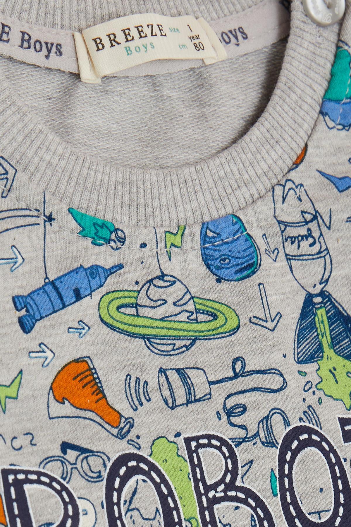 Breeze Erkek Bebek Eşofman Takımı Baskılı Desenli 6 Ay-2 Yaş, Gri fotoğrafı 5 (önizleme)