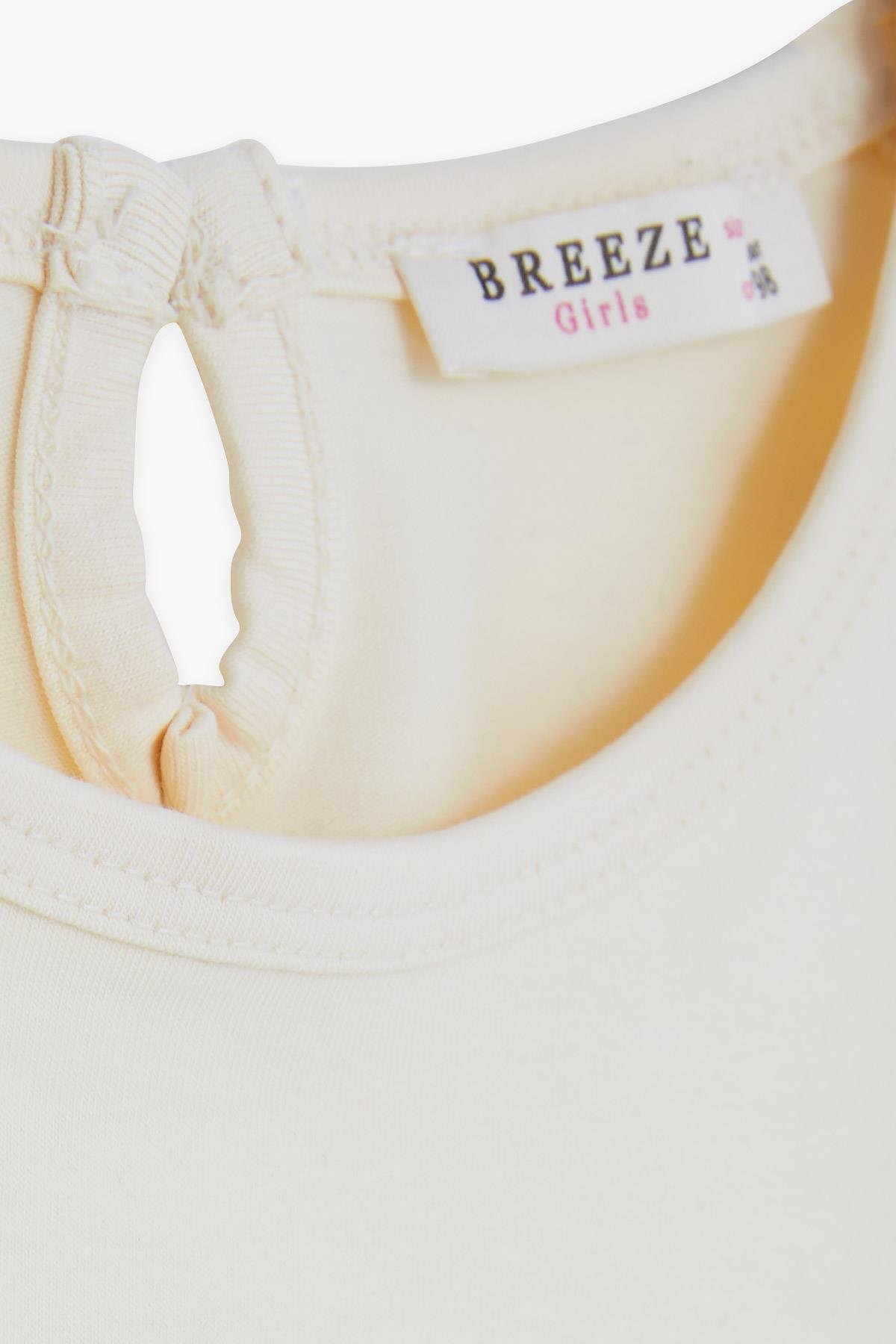 Breeze Kız Bebek Uzun Kollu Tişört Danscı Kız Baskılı Güpürlü 9 Ay-3 Yaş, Krem fotoğrafı 3 (önizleme)