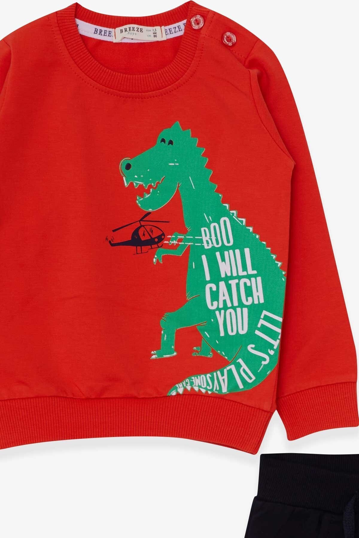 Breeze Erkek Çocuk Eşofman Takımı Dinozor Baskılı 1.5-5 Yaş, Turuncu fotoğrafı 3 (önizleme)