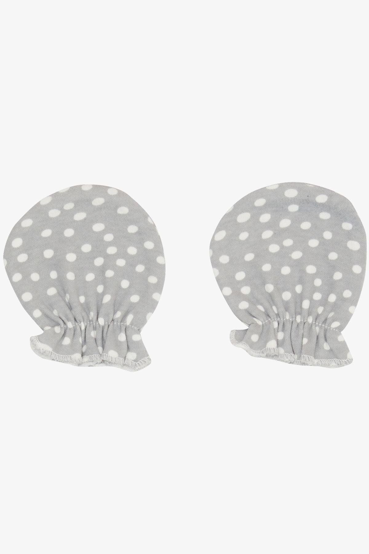 Breeze-Light Gray Polka Dot Patterned Newborn Baby Gloves 2