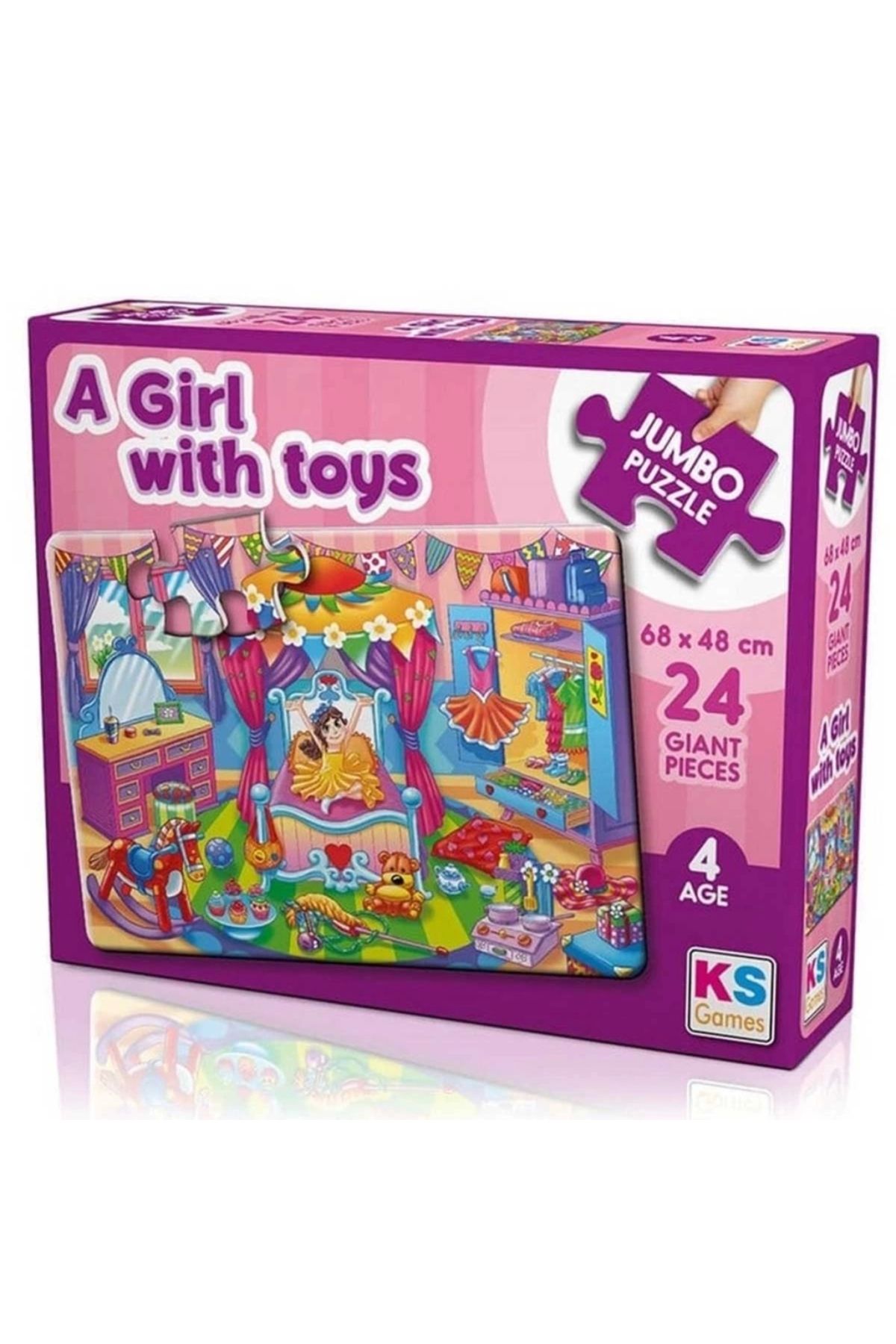 SYNOPE Çocuk KS Games A Girl With Toys 24 Parça Jumbo Boy Puzzle