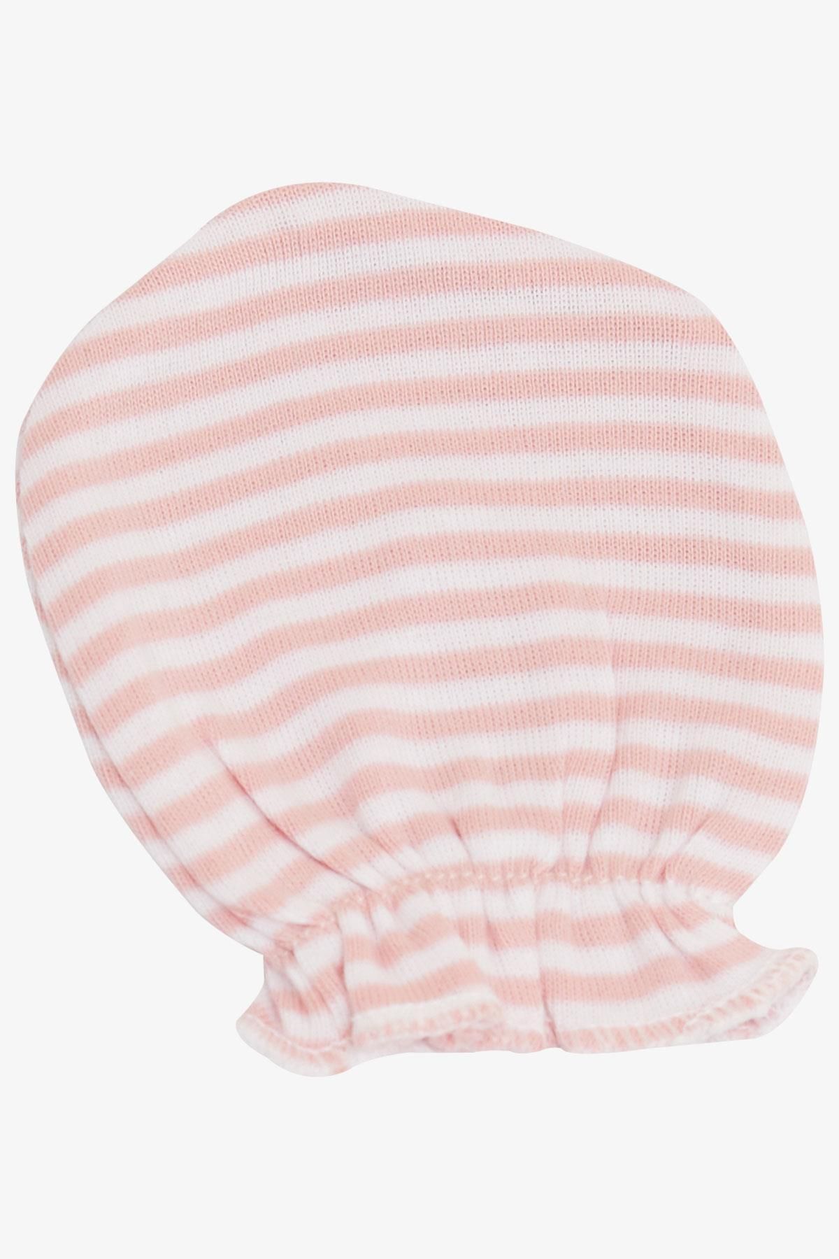 Breeze-Pink Striped Newborn Baby Gloves 3