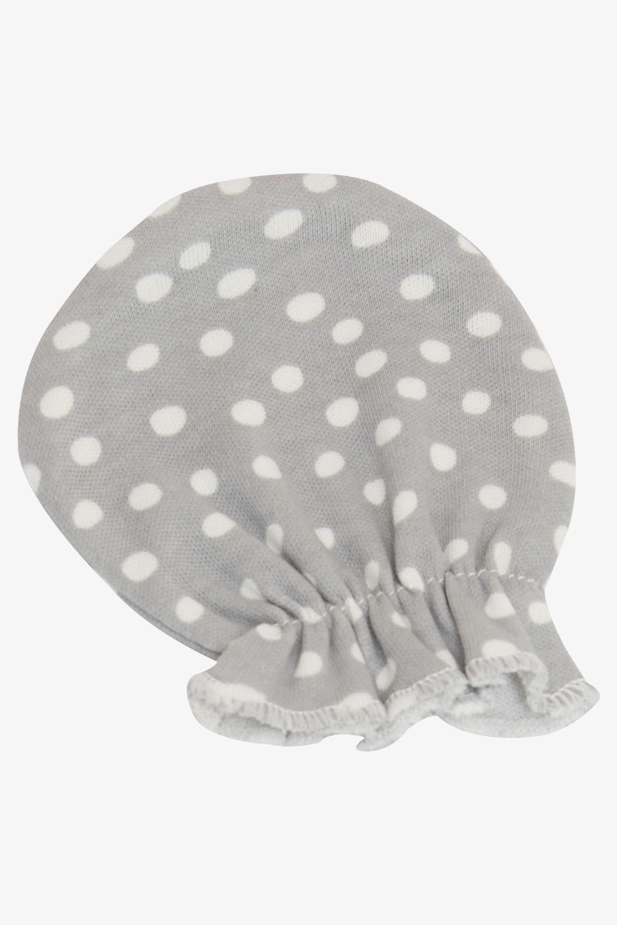 Breeze-Light Gray Polka Dot Patterned Newborn Baby Gloves 3