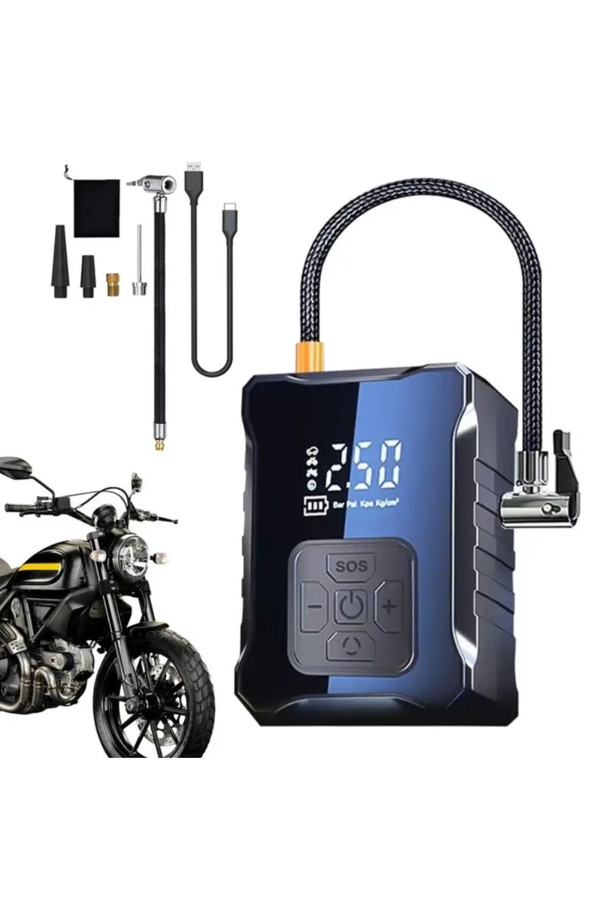 XMSJ-Car Electric Air pump LCD digital display Tire Inflator Portable Compressor Cordless Tyre Inflato... 8