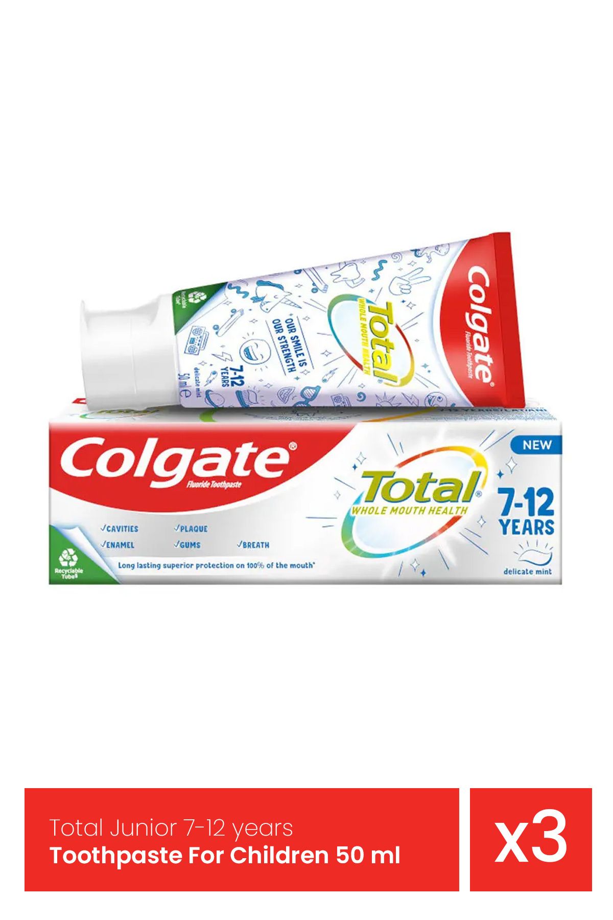 Colgate-Total Junior 7-12 years Toothpaste For Children 50 ml x 3 pieces 1