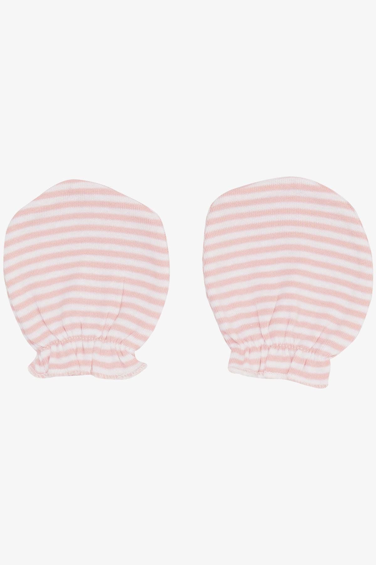 Breeze-Pink Striped Newborn Baby Gloves 1