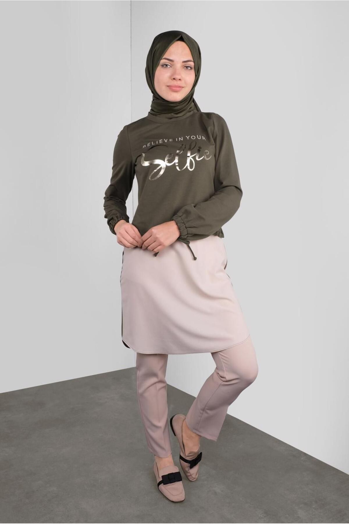 تونیک توری پرینت متن 41230 Alvina
