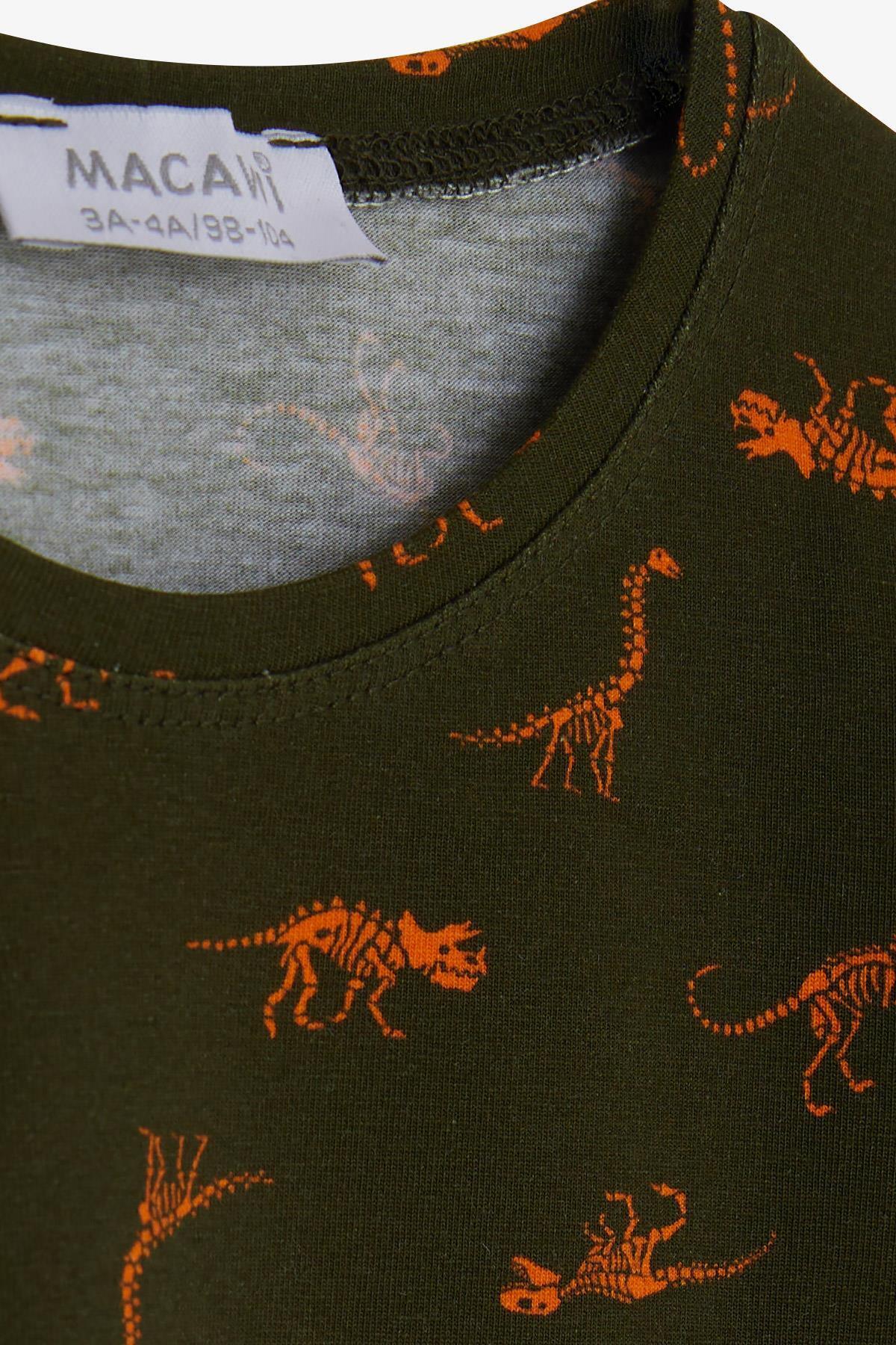 Macawi-Boy's Pajama Set, Dinosaur Patterned, Age 3-7, Dark Green 5