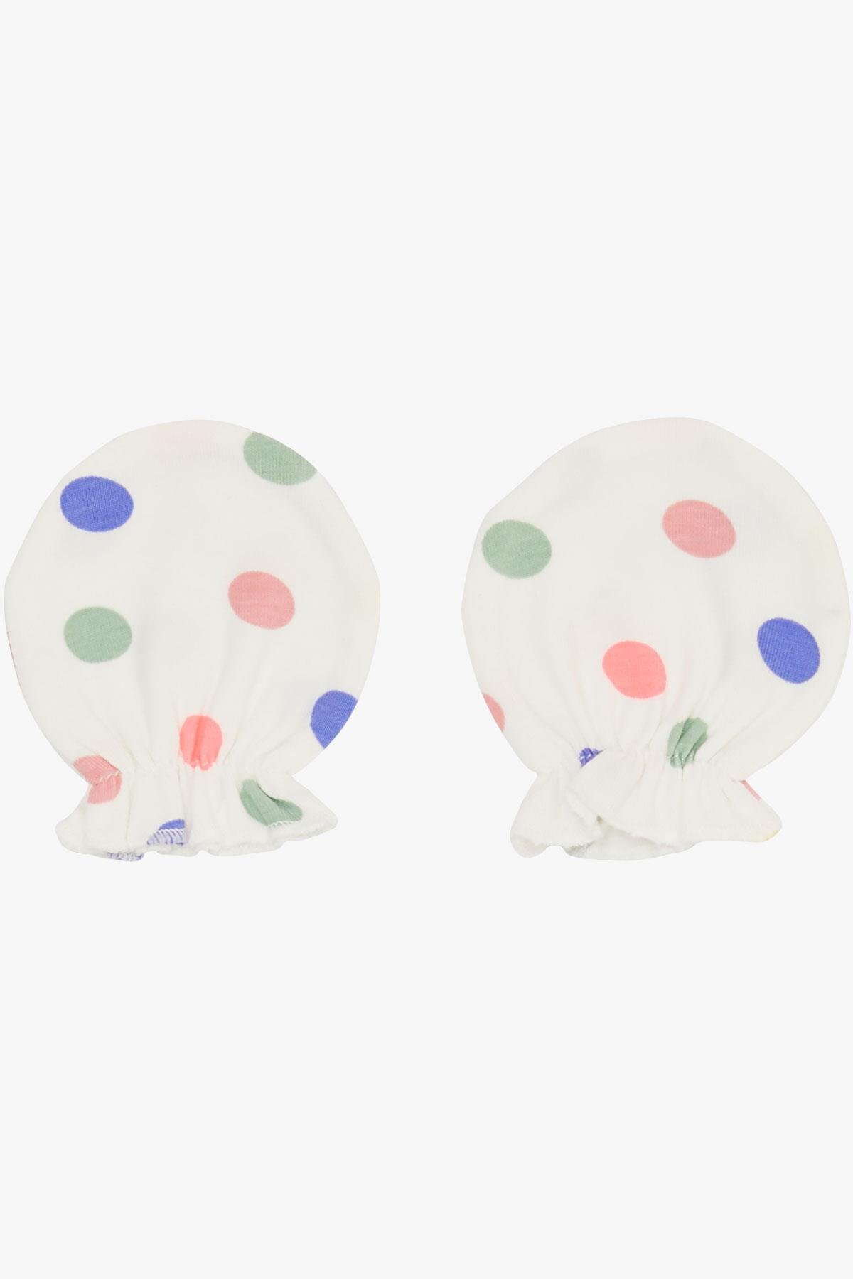 Breeze Yenidoğan Bebek Eldiveni Renkli Puantiyeli Beyaz fotoğrafı 2 (önizleme)