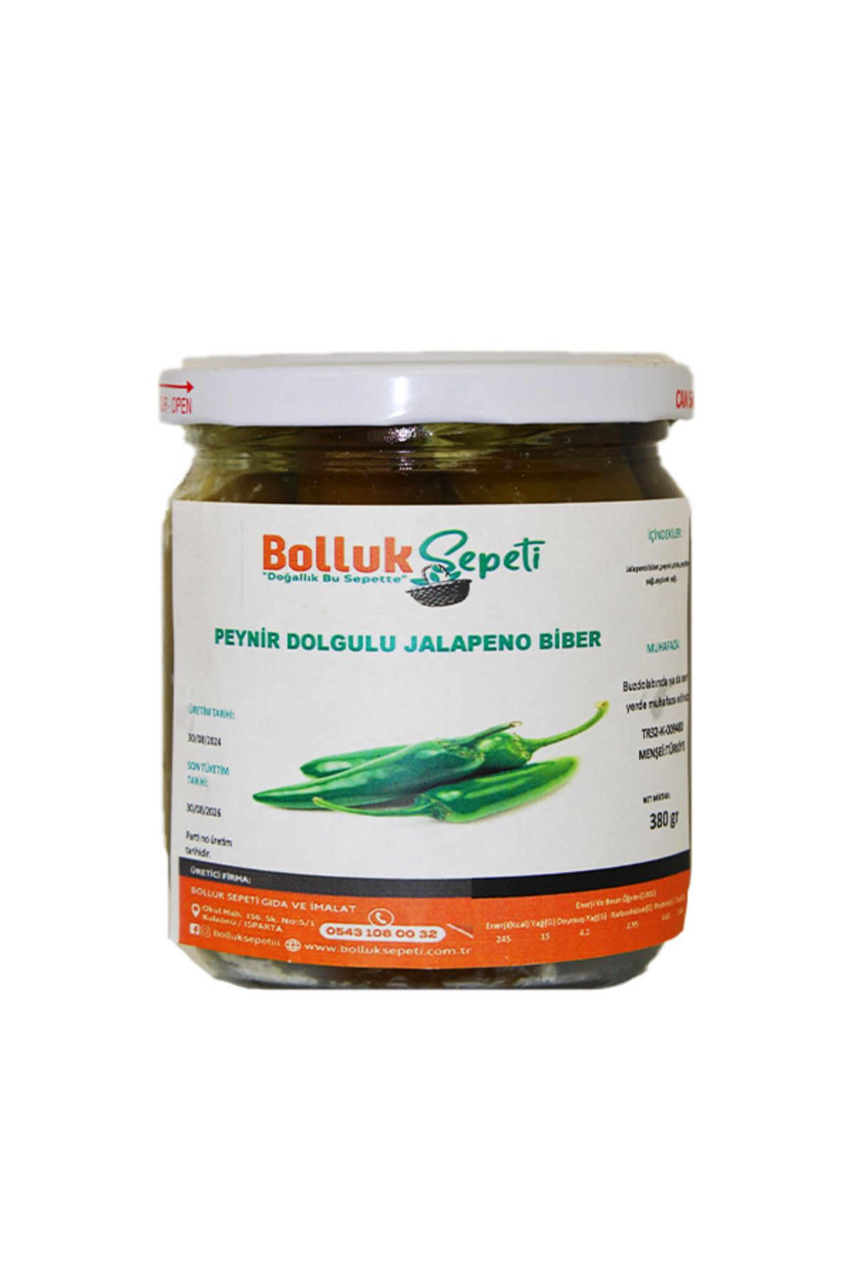 BOLLUK SEPETİ Peynir Dolgulu Jalapeno Biber 380 gr