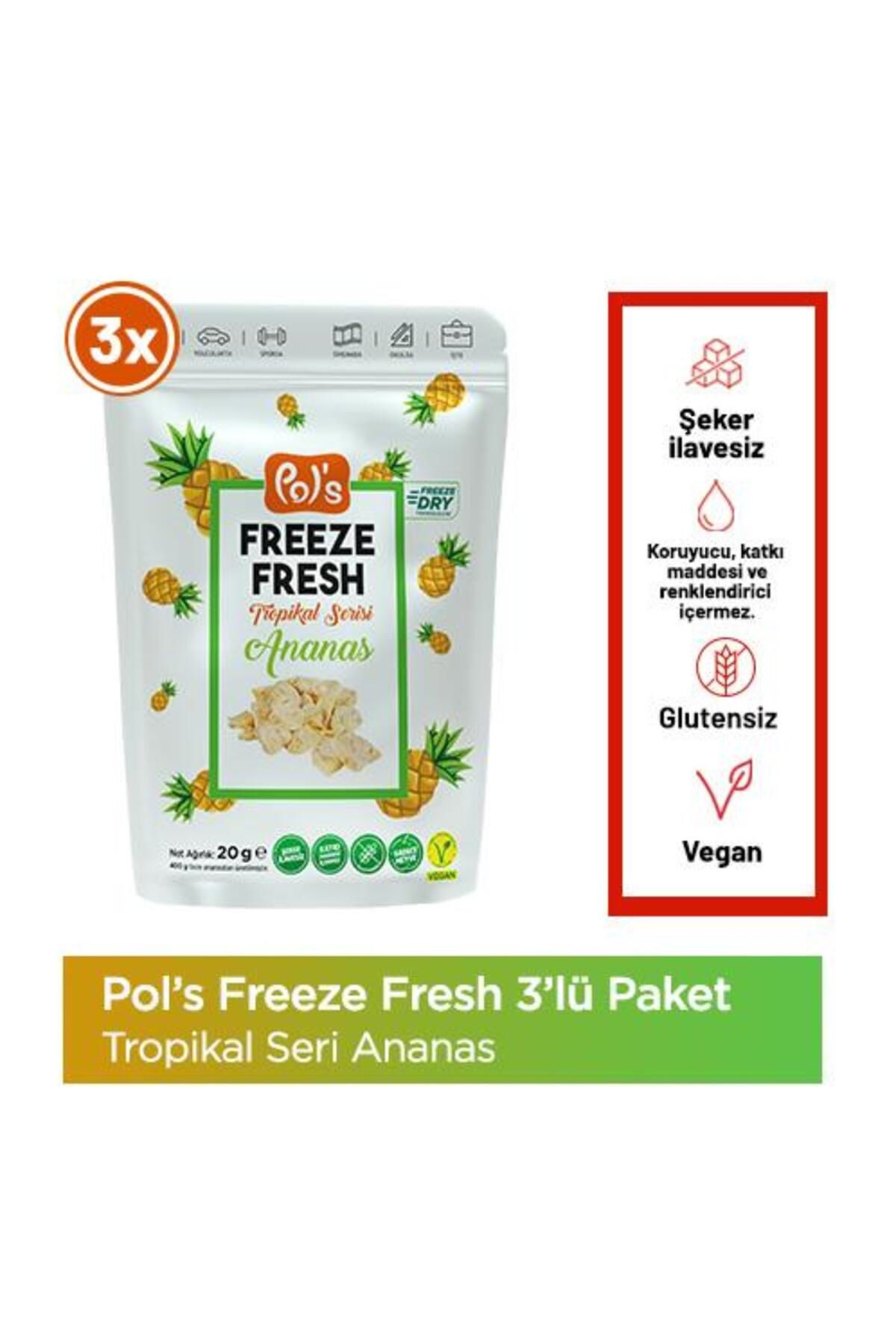 Freeze Fresh Ananas 20 G X 3 Adet Freeze Dry Dondurularak Kurutulmuş Meyve