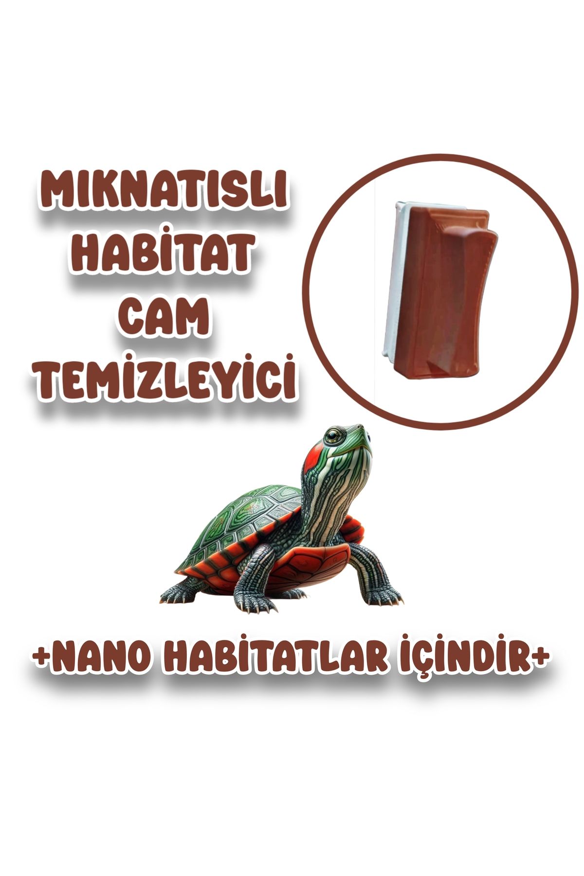 MDİZMİR Mıknatıslı Kaplumbaga Habitat Cam Temizleyici ( Küçük Habitata Uygun ) Renk Seçengi Vardır