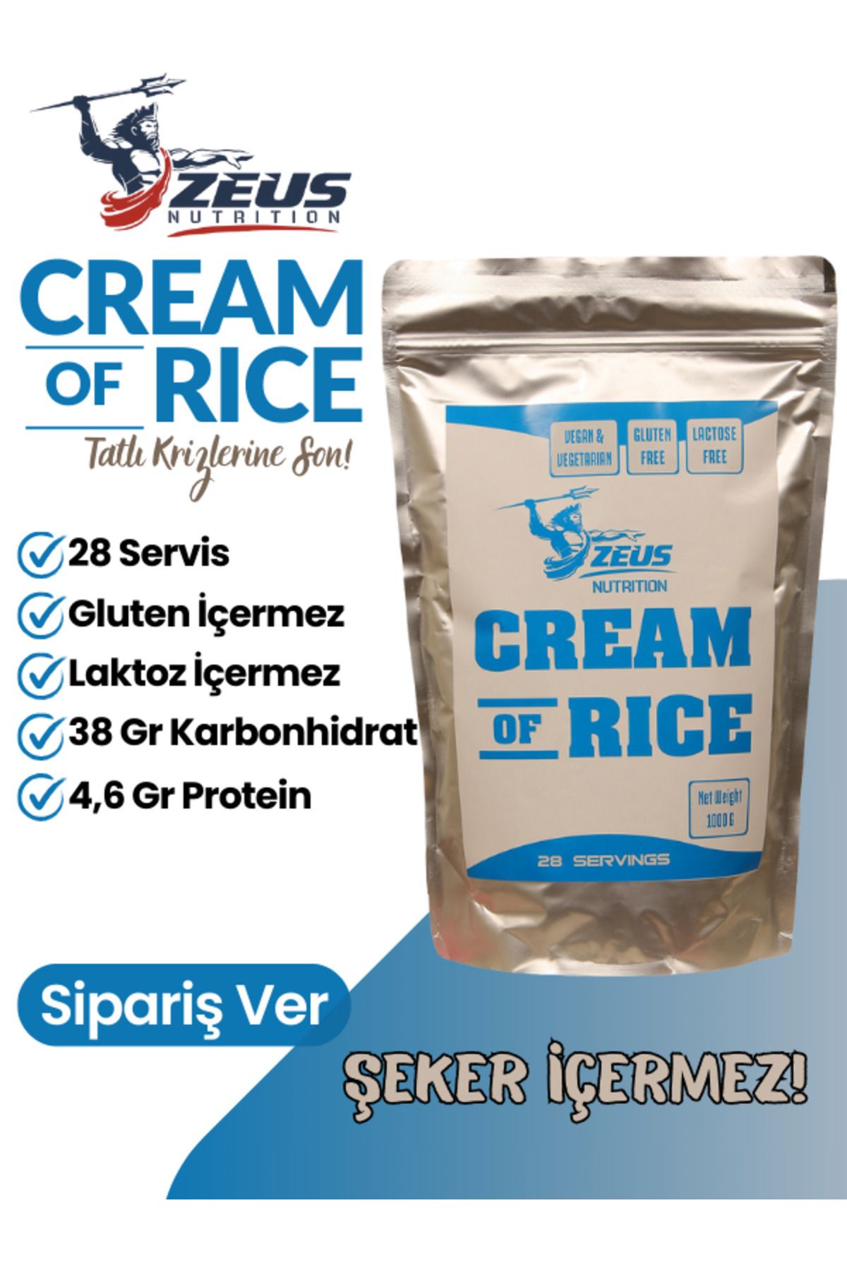 Zeus Nutrition Cream of Rice Pirinç Kreması 1000 Gr Hindistan Cevizi Aromalı